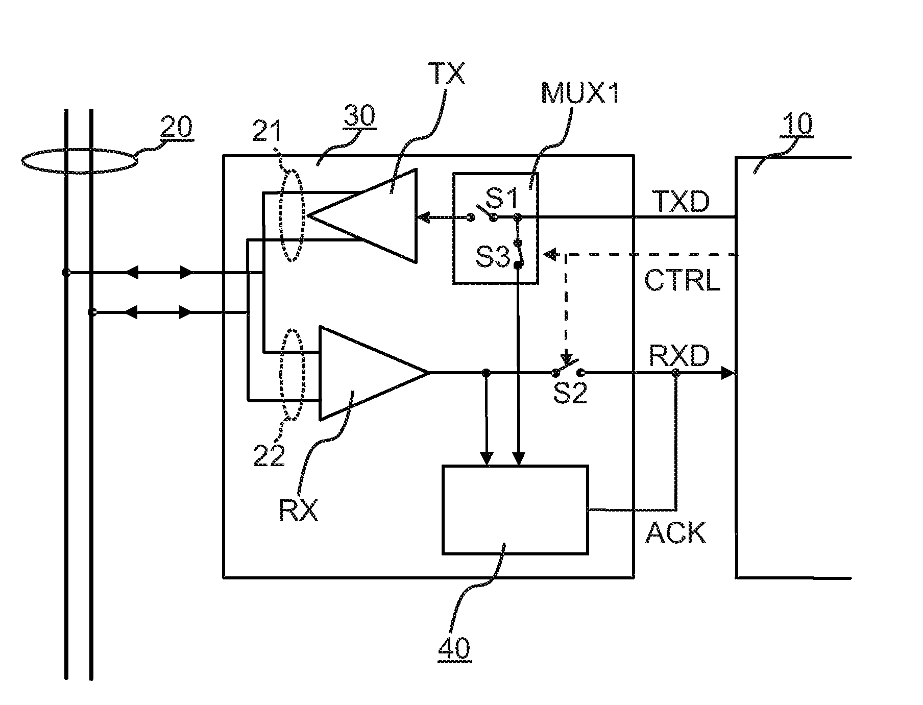 Configuration of bus transceiver