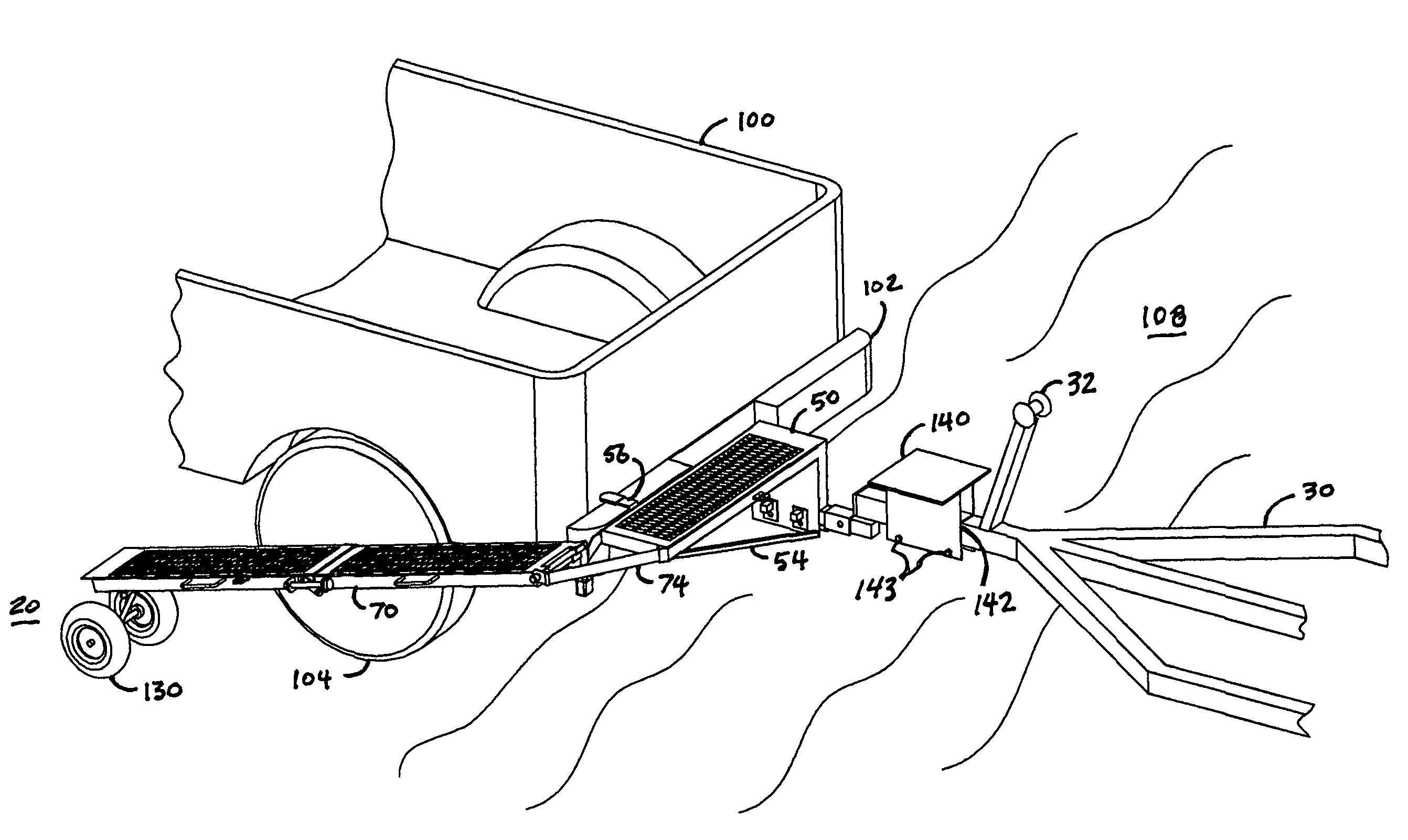 Boat trailer hitch ramp assembly