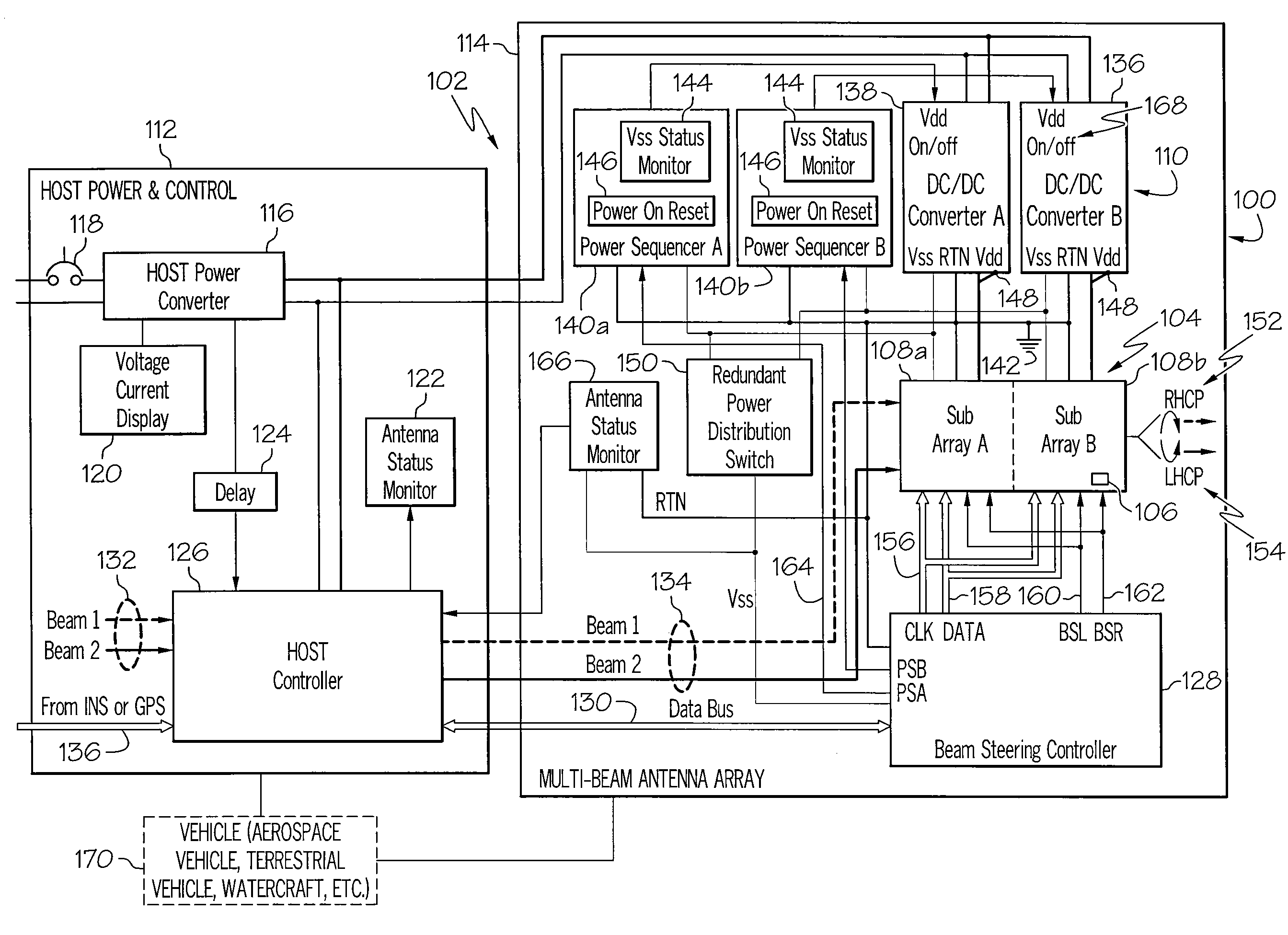 Antenna system including a power management and control system