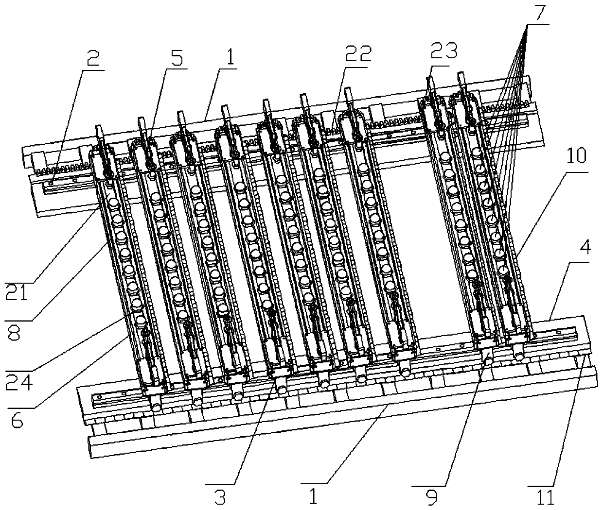 A multi-point active loading aircraft panel prestressed shot peening tooling and shot peening method