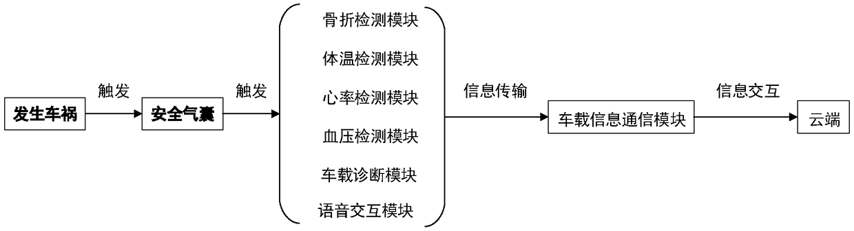 Car accident scene passenger safety inspection and information interaction device