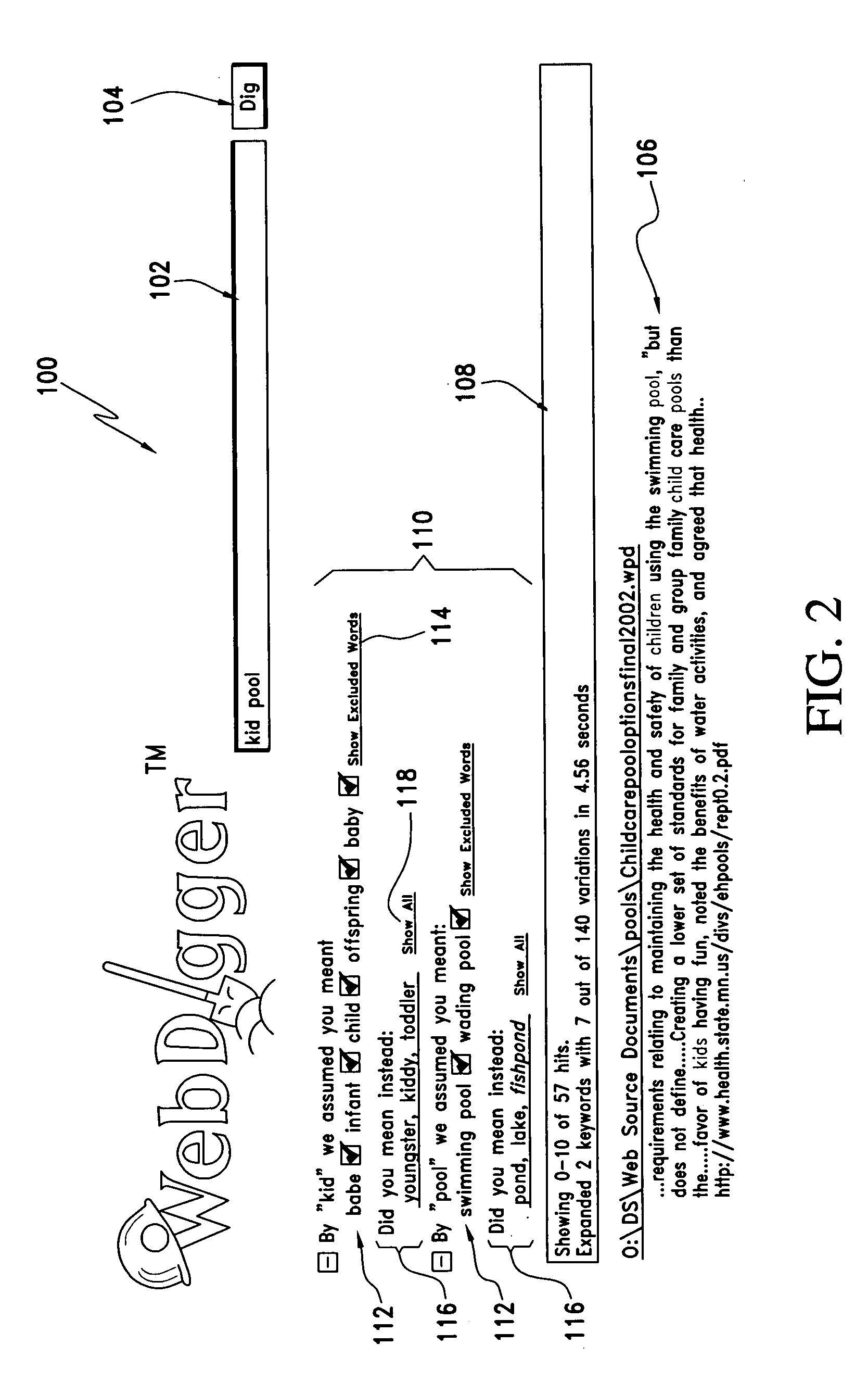 Search system with query refinement and search method