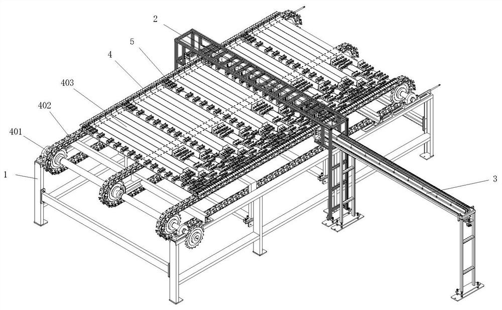 An automatic device for penetrating long steel bars into multi-section heat-shrinkable tubes