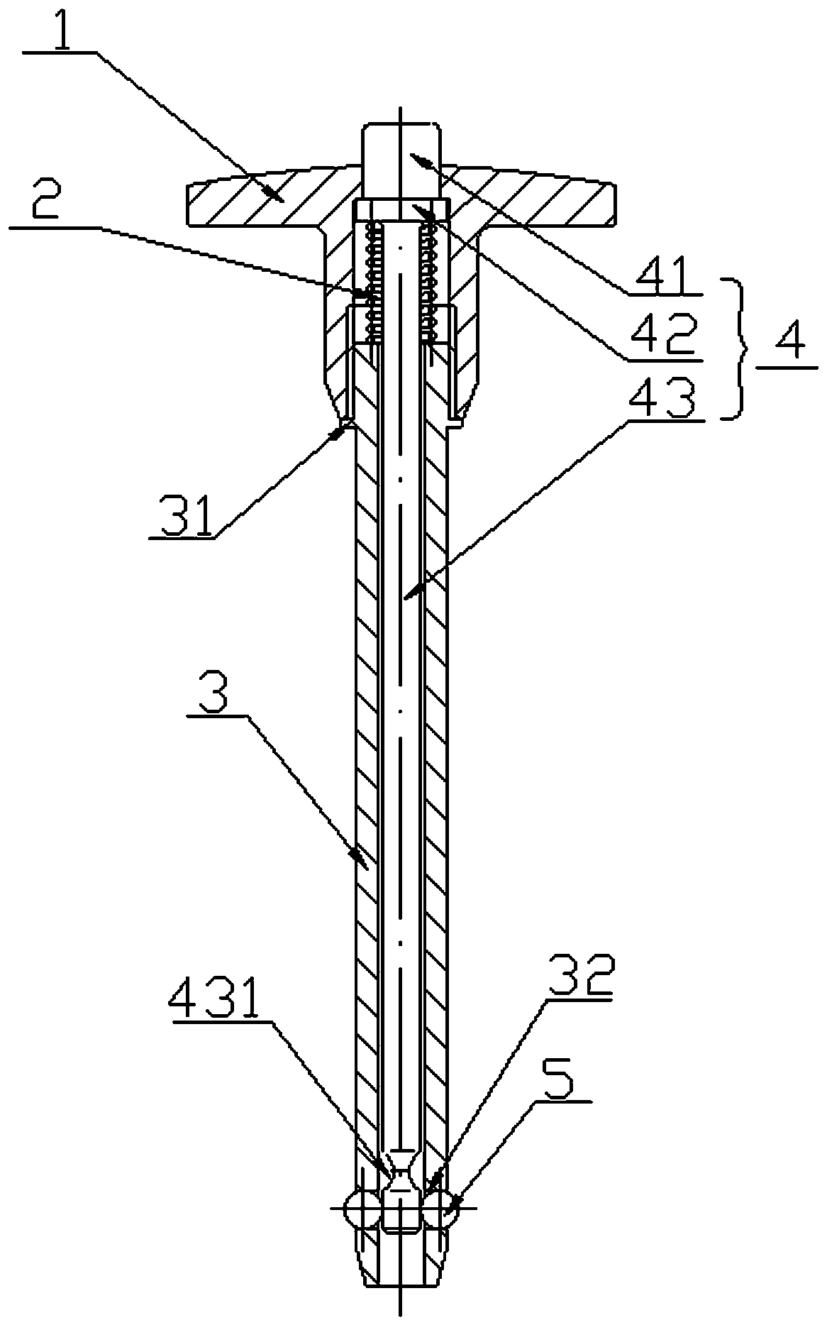 Single auxiliary elevator self-locking bolt