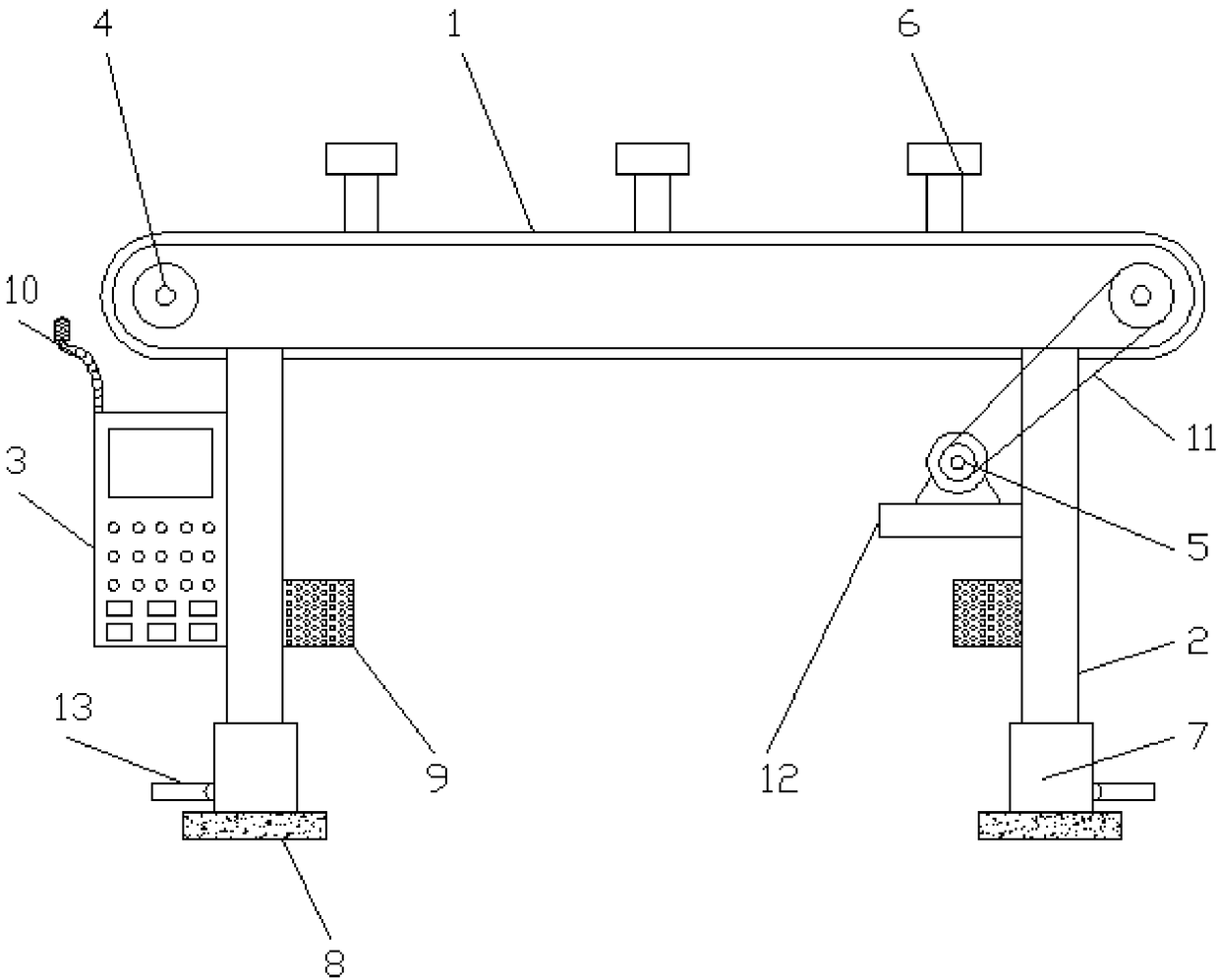 Material block conveying device of teaching and practical training platform of intelligent manufacture