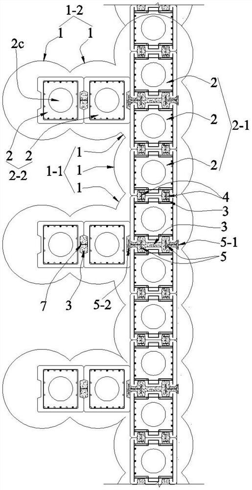 Combined prefabricated retaining wall square pile foundation pit supporting structure and construction method thereof