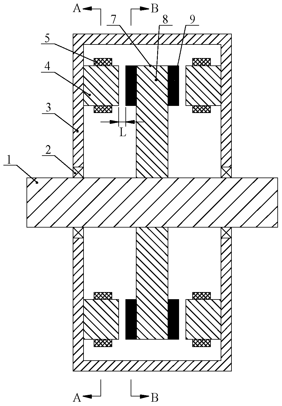 Modular disc multi-phase permanent magnet synchronous motor based on single-layer and double-layer hybrid winding