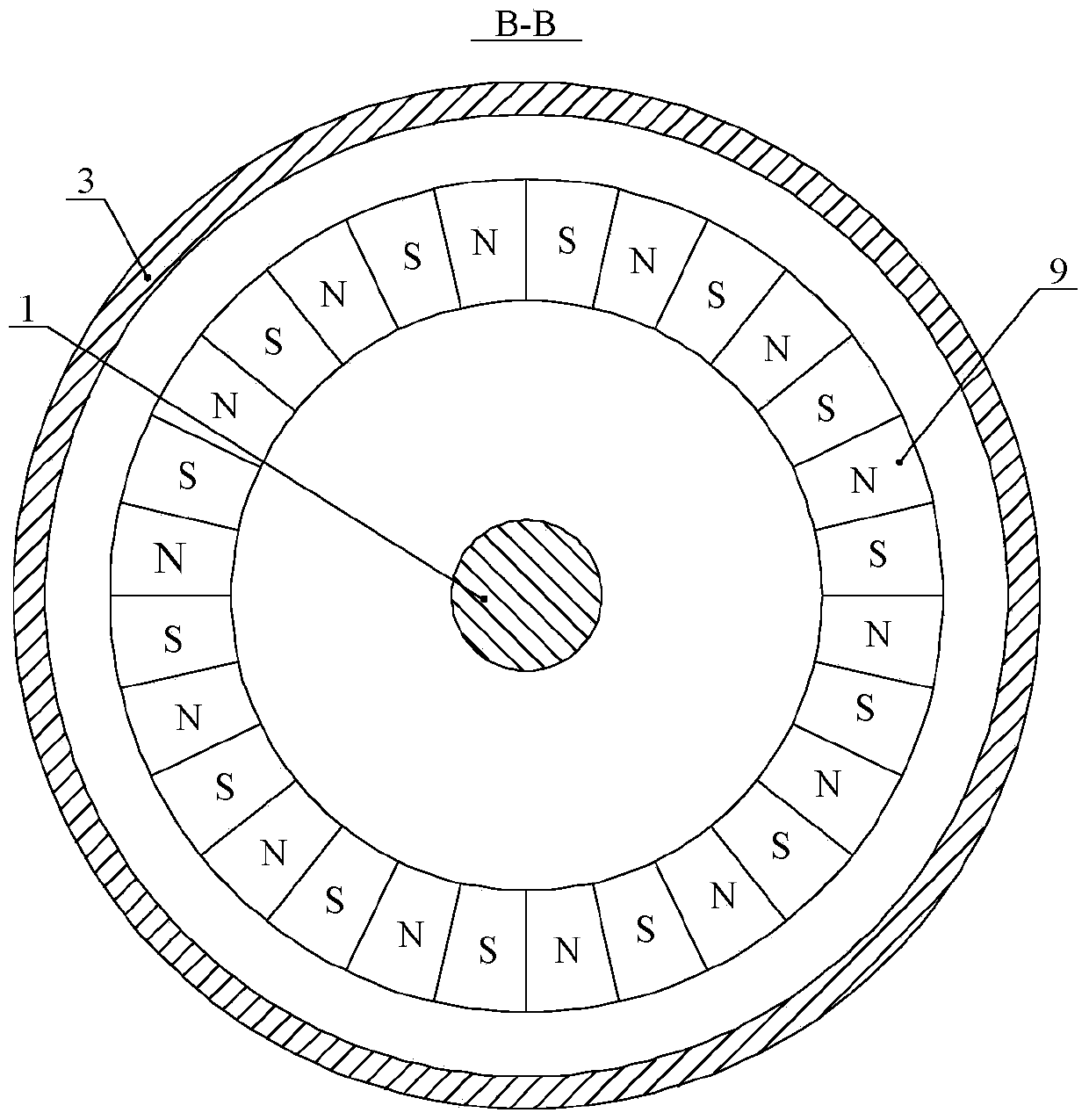 Modular disc multi-phase permanent magnet synchronous motor based on single-layer and double-layer hybrid winding