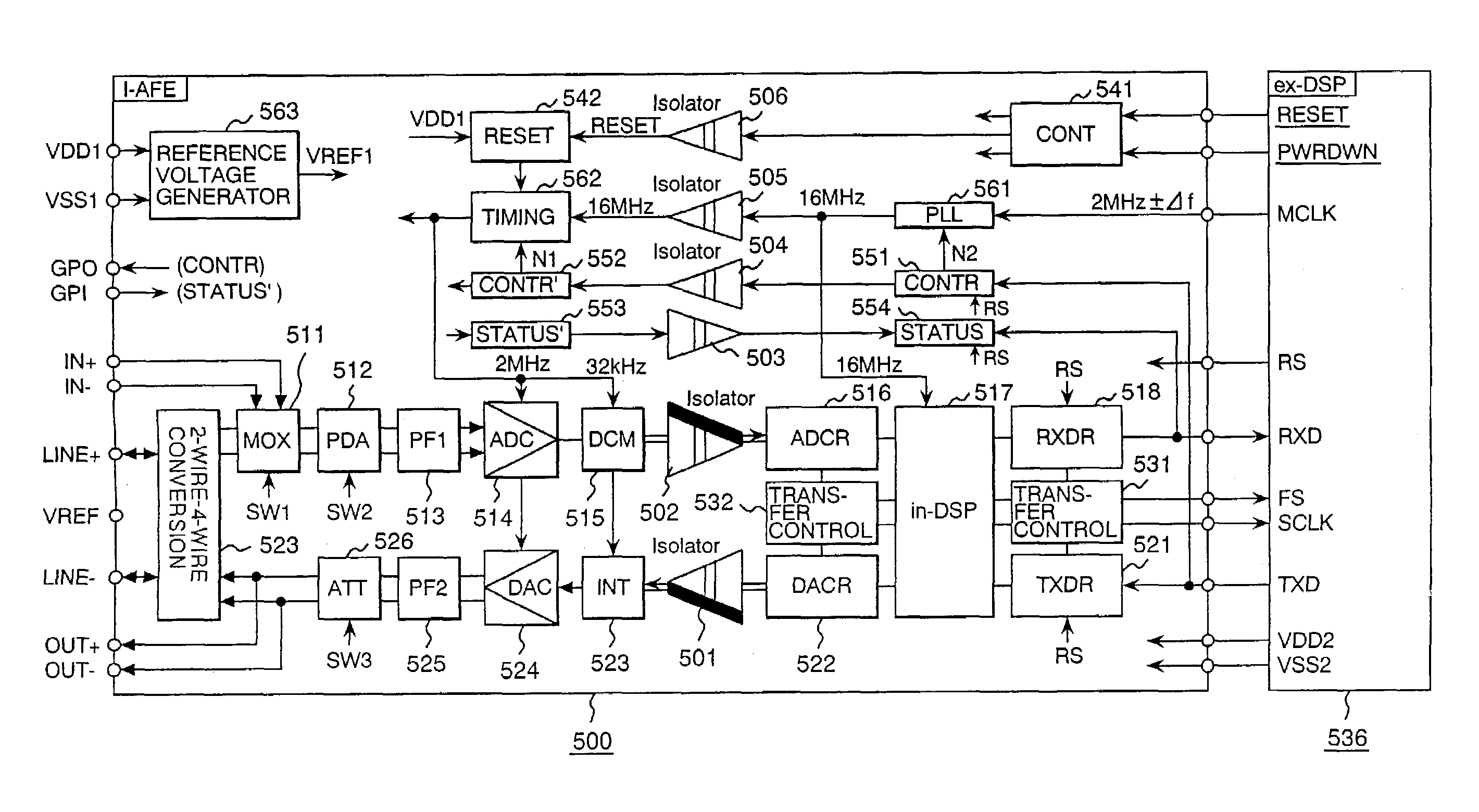 Isolator and a modem device using the isolator