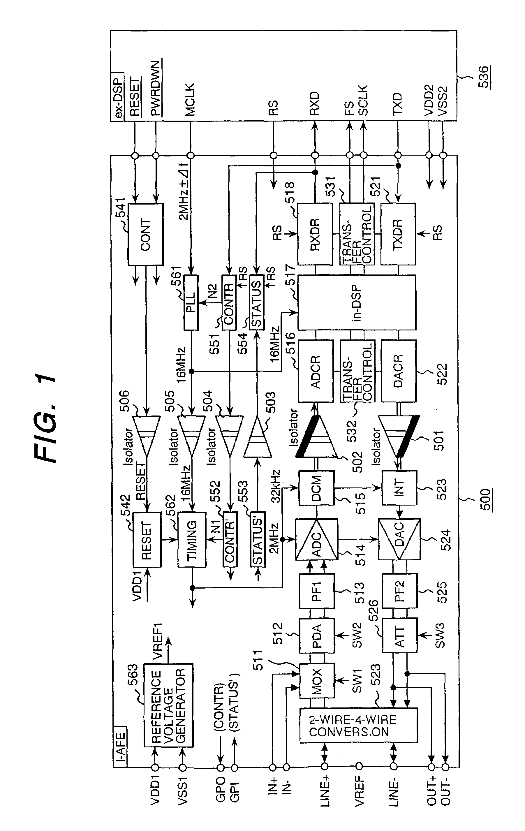 Isolator and a modem device using the isolator