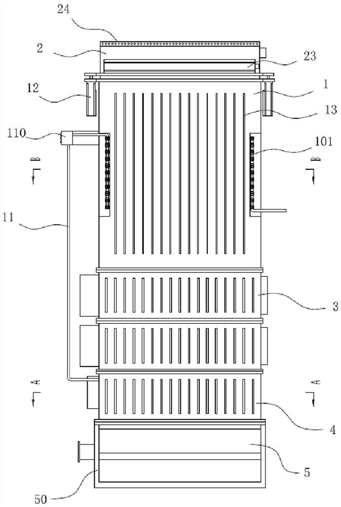 A vertical water cooling device