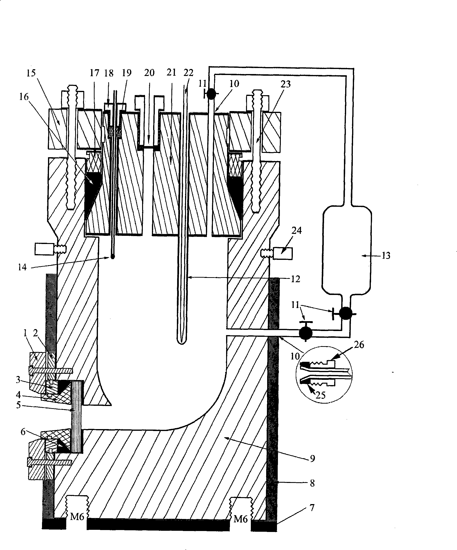 Raman liquid pool used for researching liquid phase reaction course under high temperature and high pressure