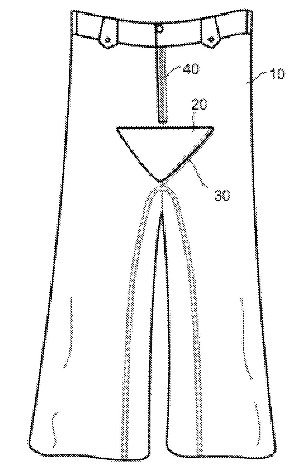 Pants with detachable frontal patch