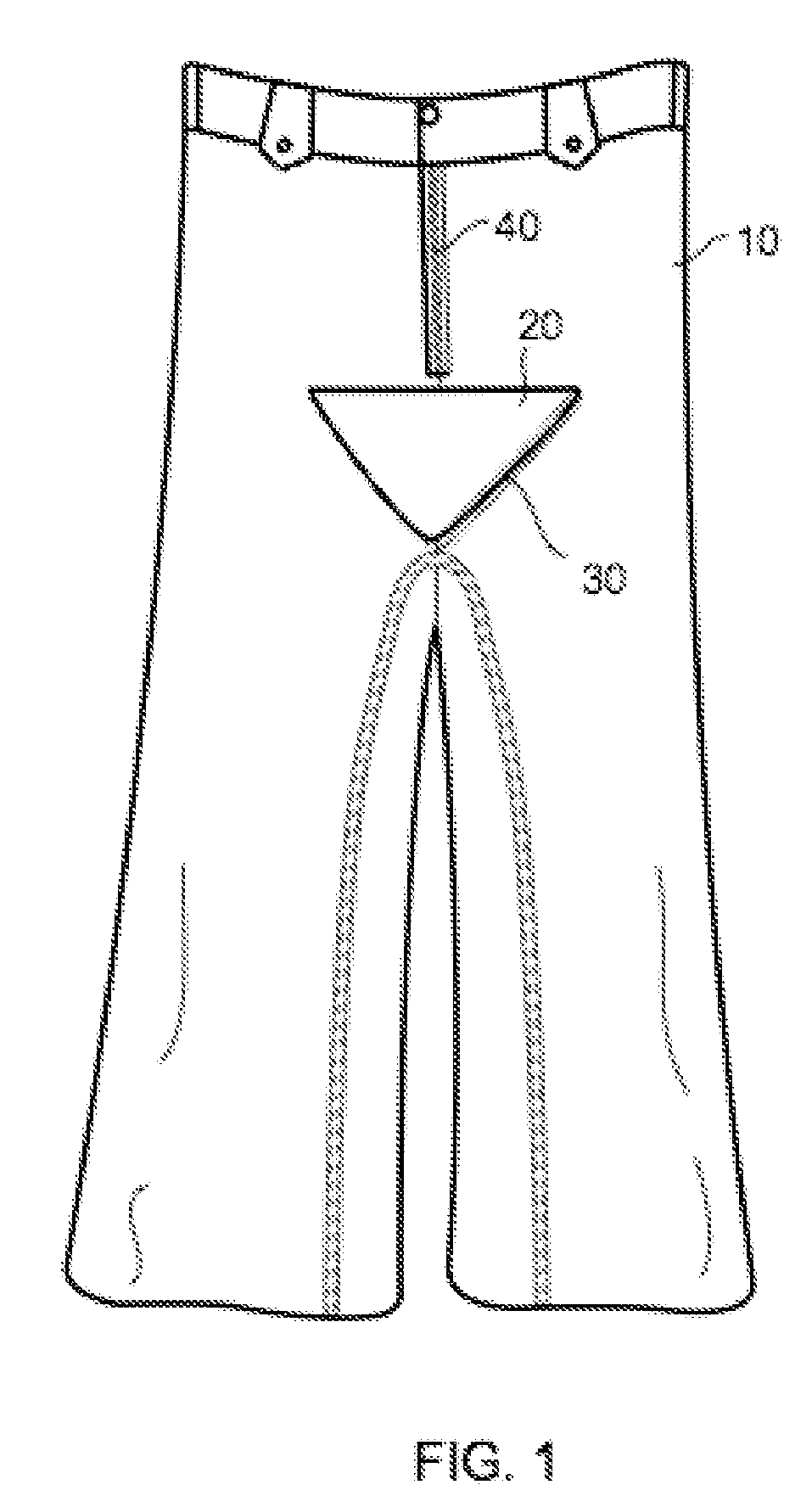 Pants with detachable frontal patch