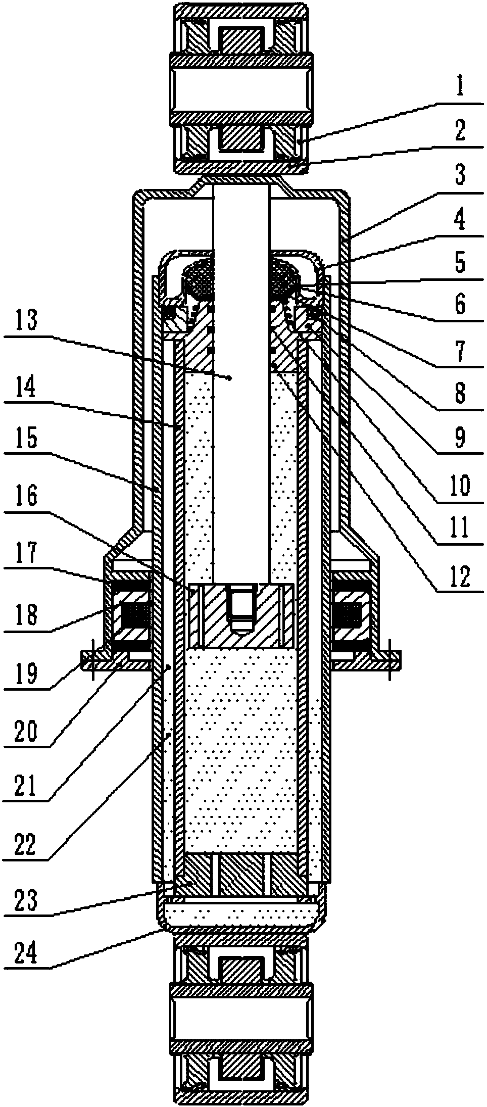 Double-cylinder magnetorheological vibration reducer adopting coaction of external coil and permanent magnet