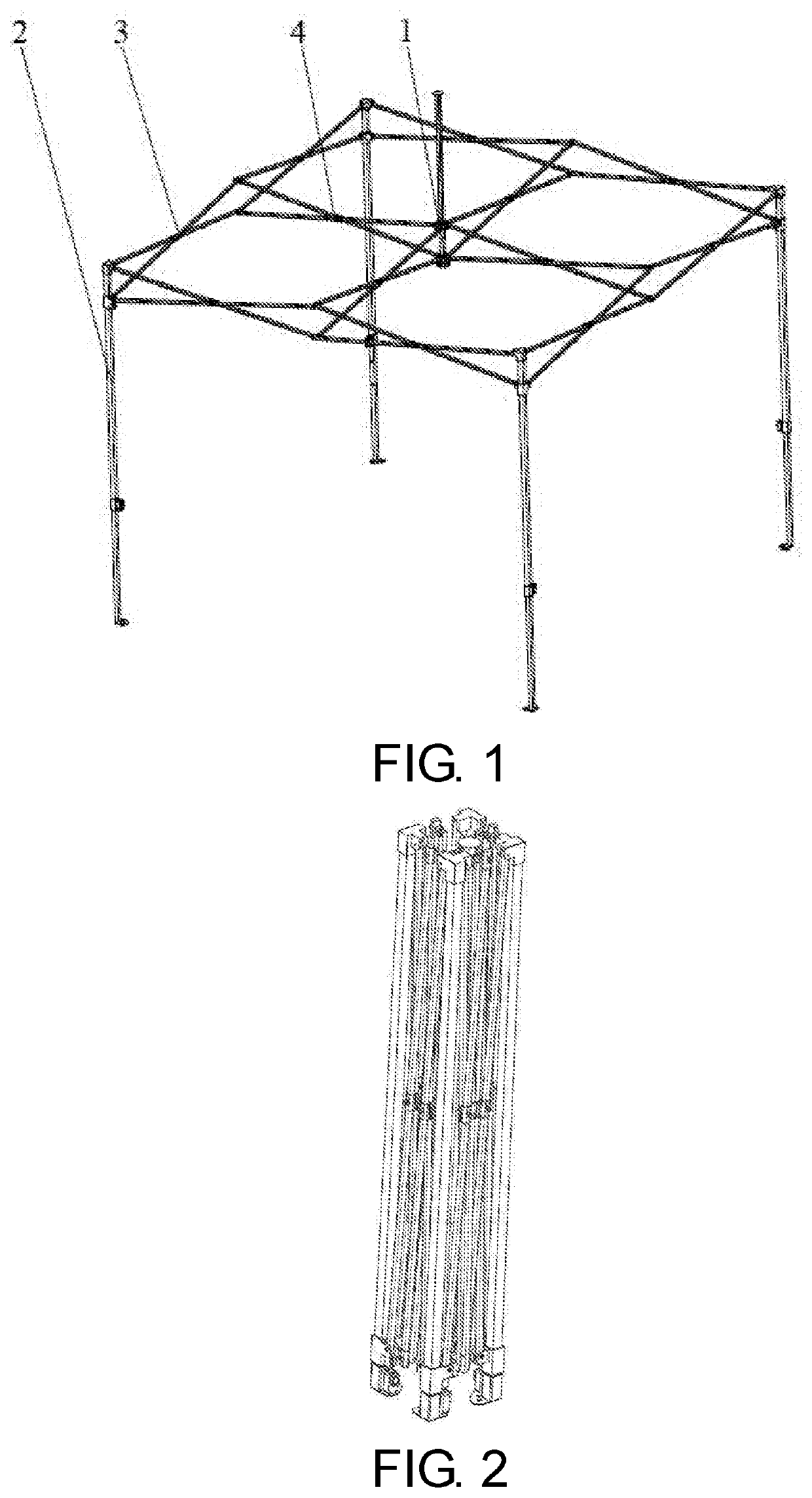 Folding tent with central self-lock structure