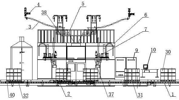 Visual-addressing double-barrel compatible filling system and filling method thereof