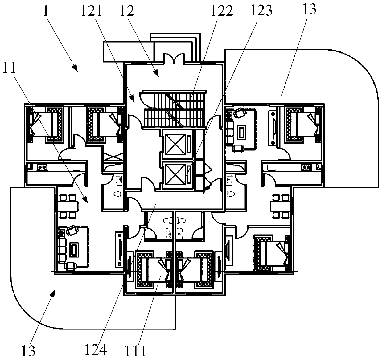 Building with garden courts