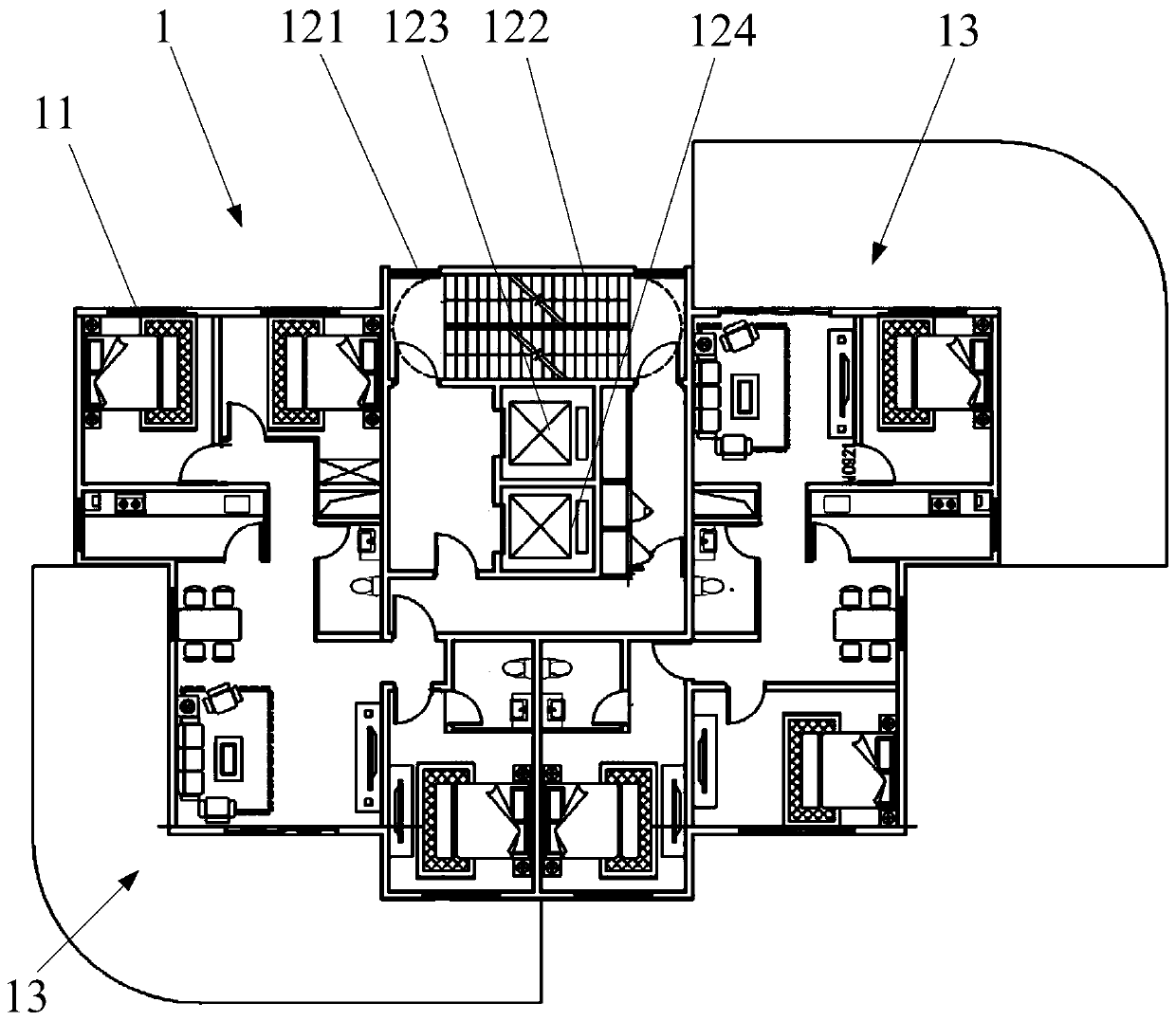 Building with garden courts