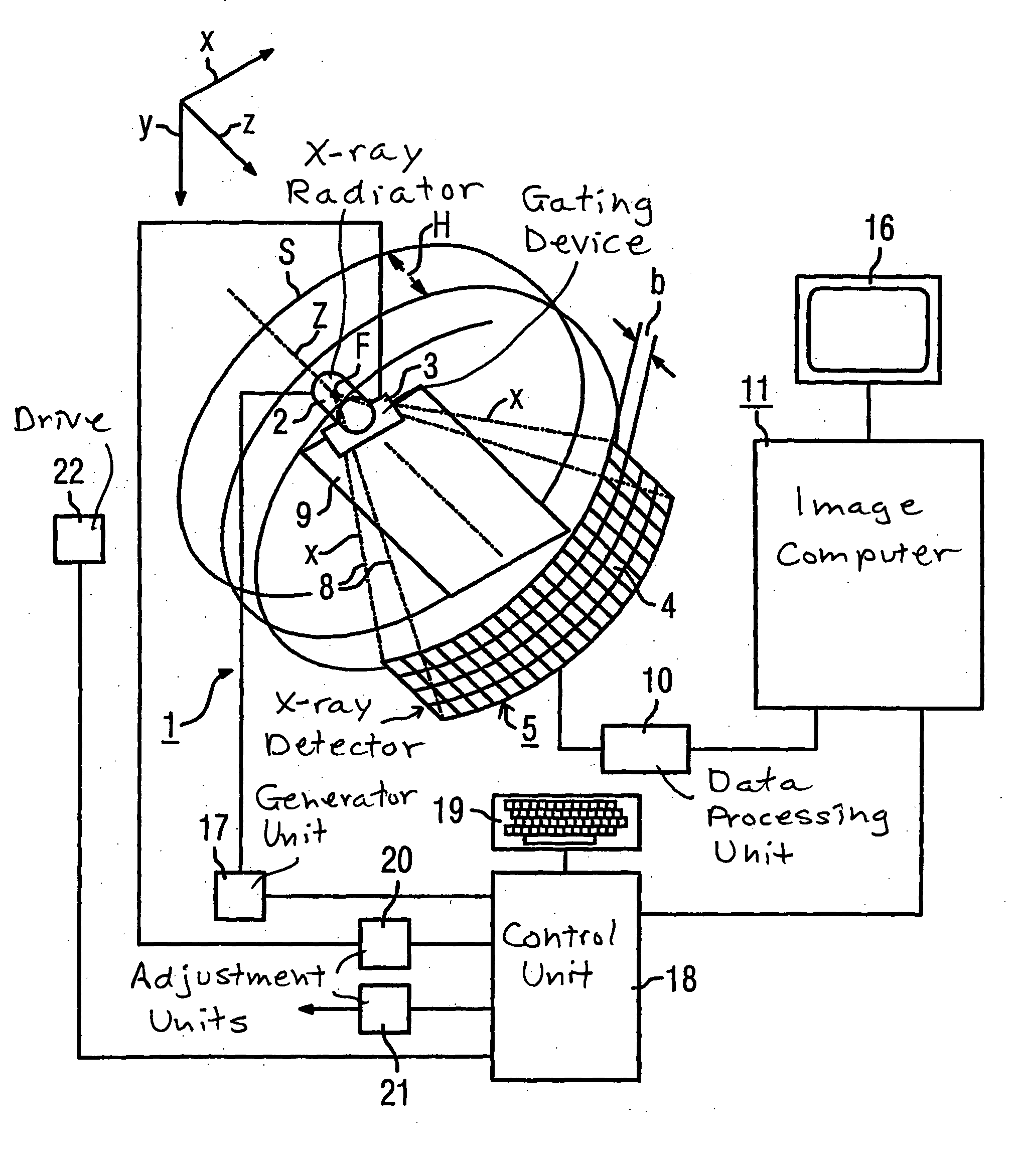 Overlay device and computer tomography device comprising an emitter side overlay device