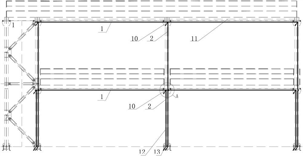 High-voltage electrical device grounding system on multi-layer steel structure platform and arrangement method