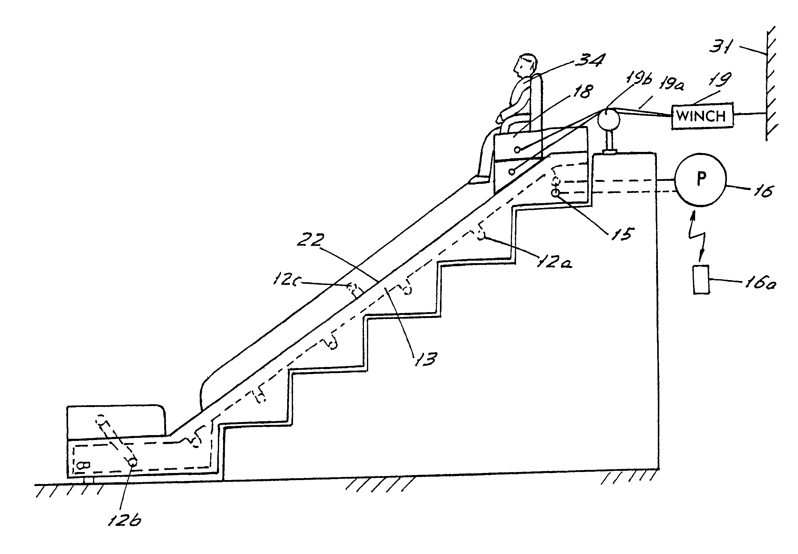 Indoor stair slide for transporting the handicapped between floors and/or for joyful rides