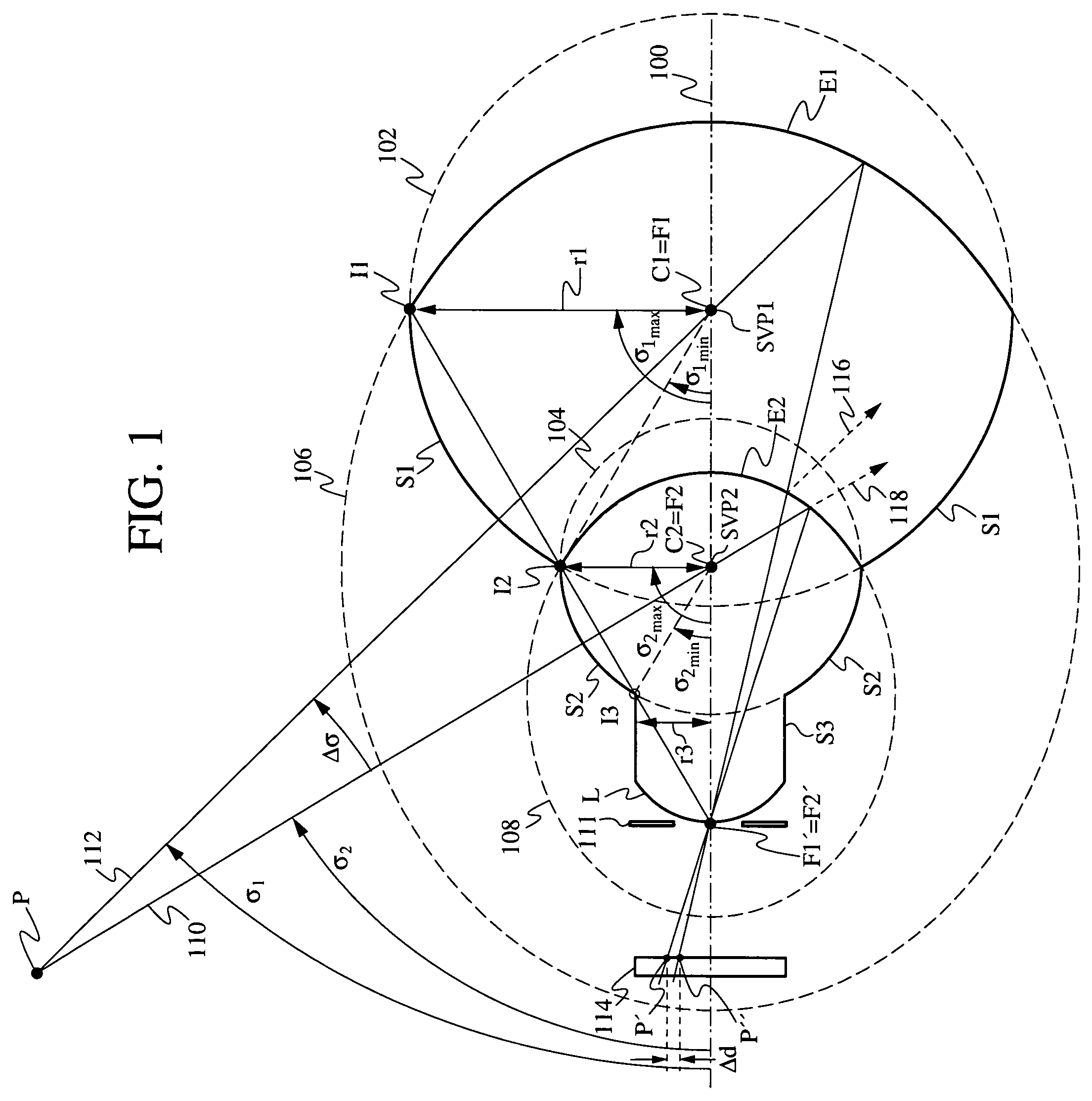 Solid catadioptric lens with two viewpoints