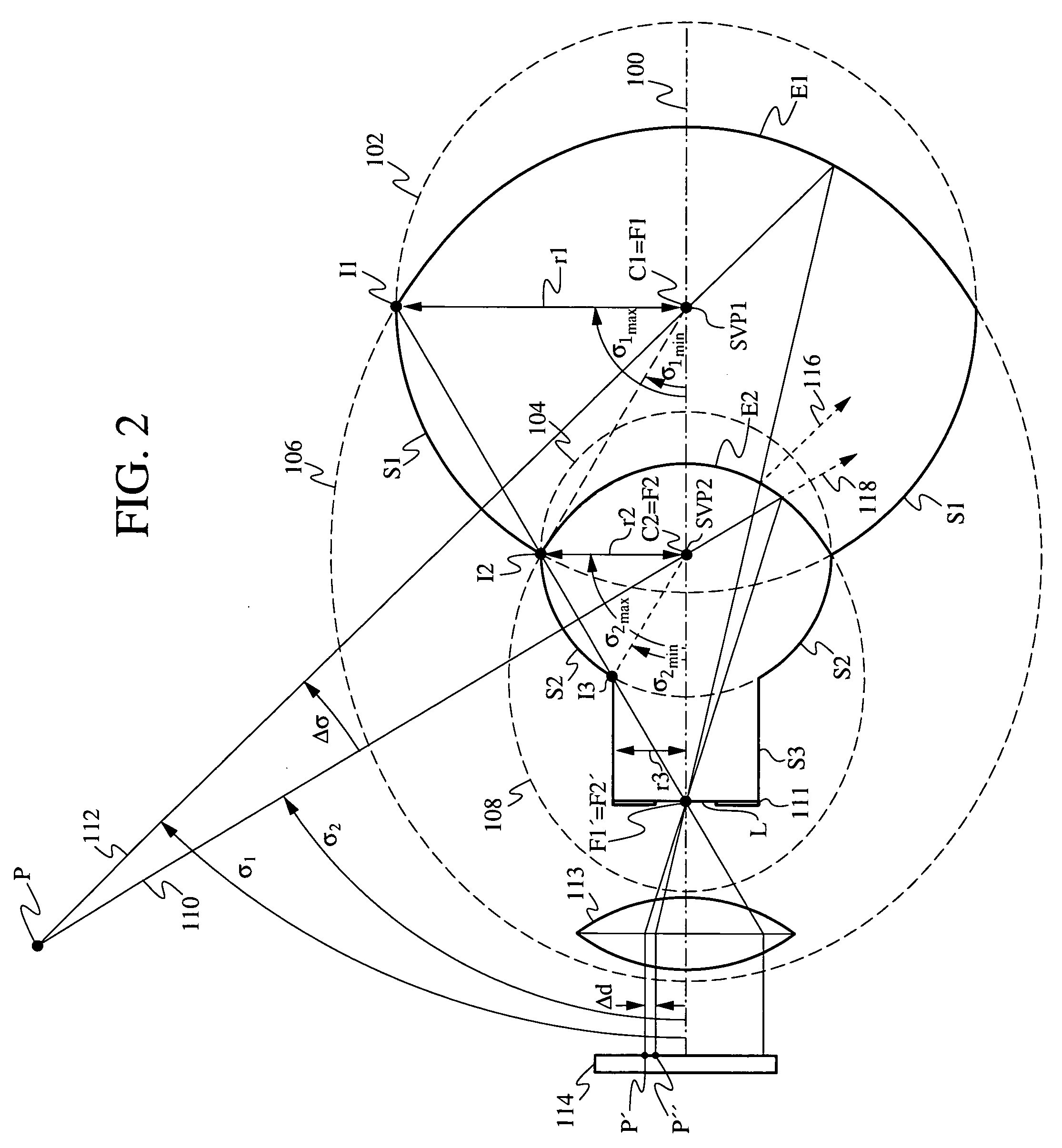 Solid catadioptric lens with two viewpoints