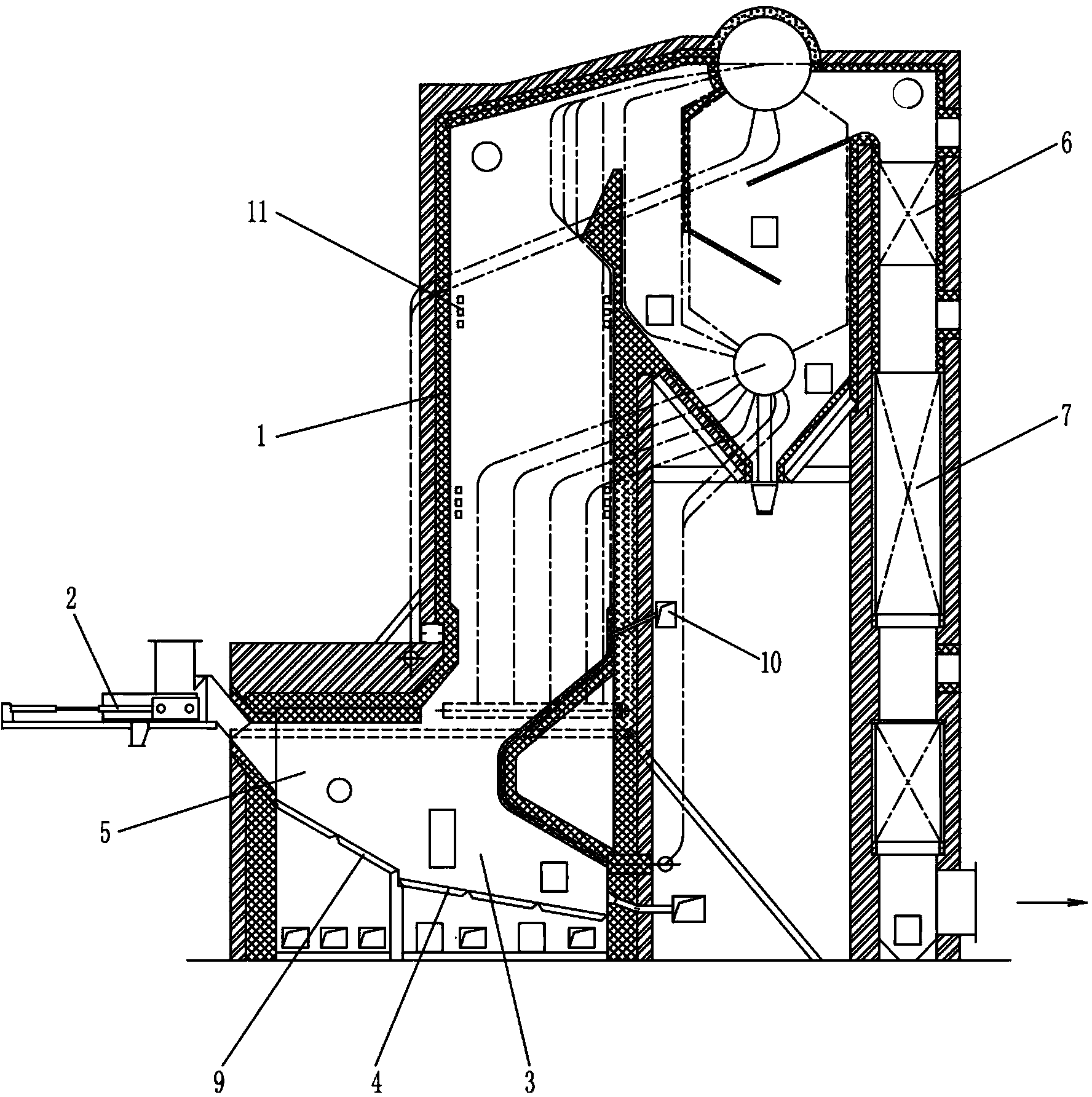 High-moisture fuel fired steam boiler