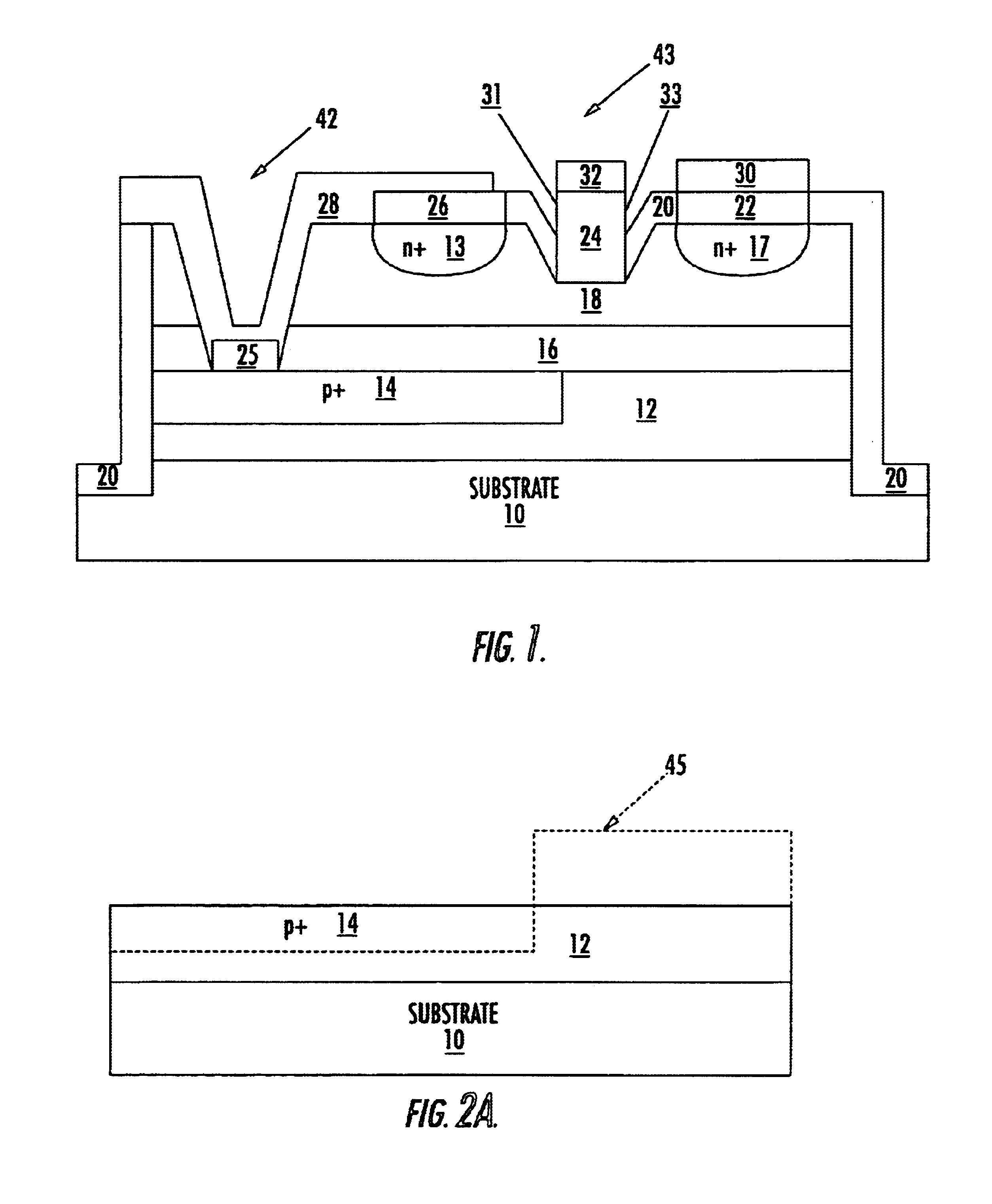 Transistors having buried p-type layers beneath the source region