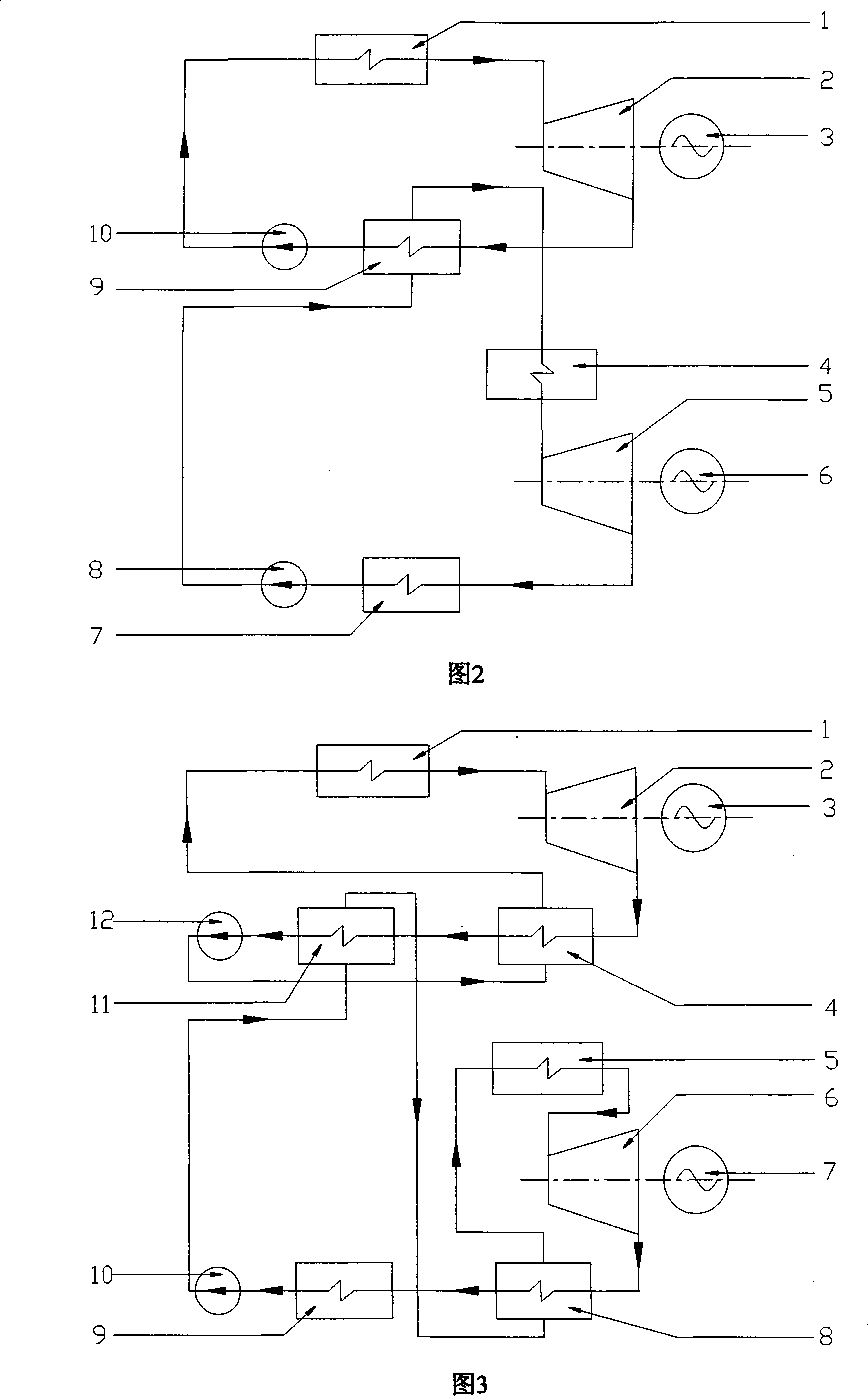 Method and device for power generation by employing multiple dispersed residual heat sources and various residual heat carrier medium