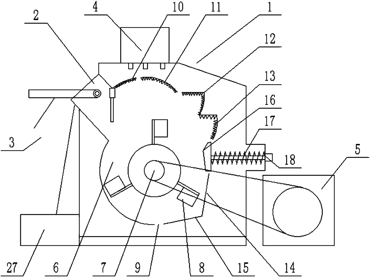 Screening and crushing device for construction waste