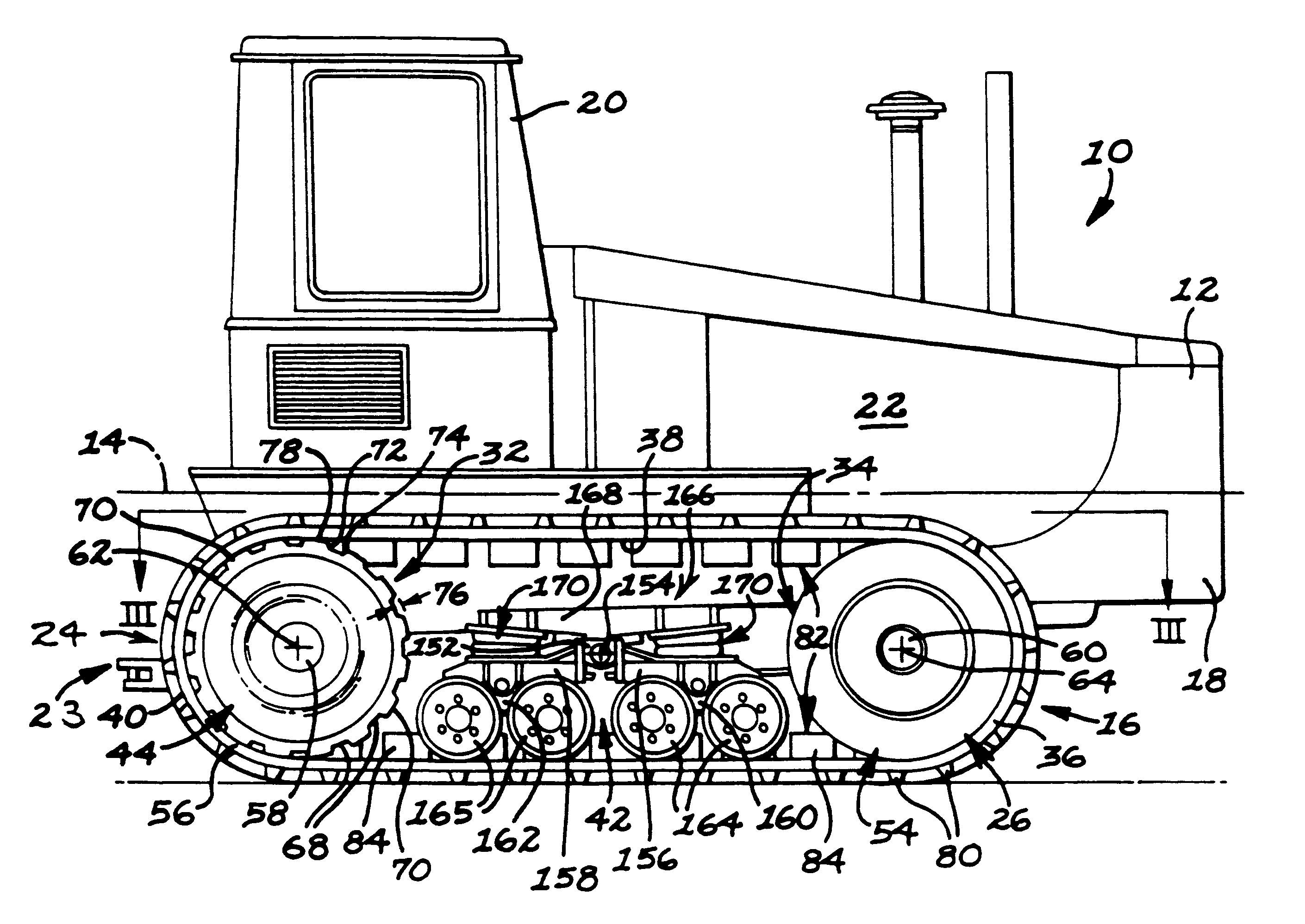 Frictionally driven belted work vehicle