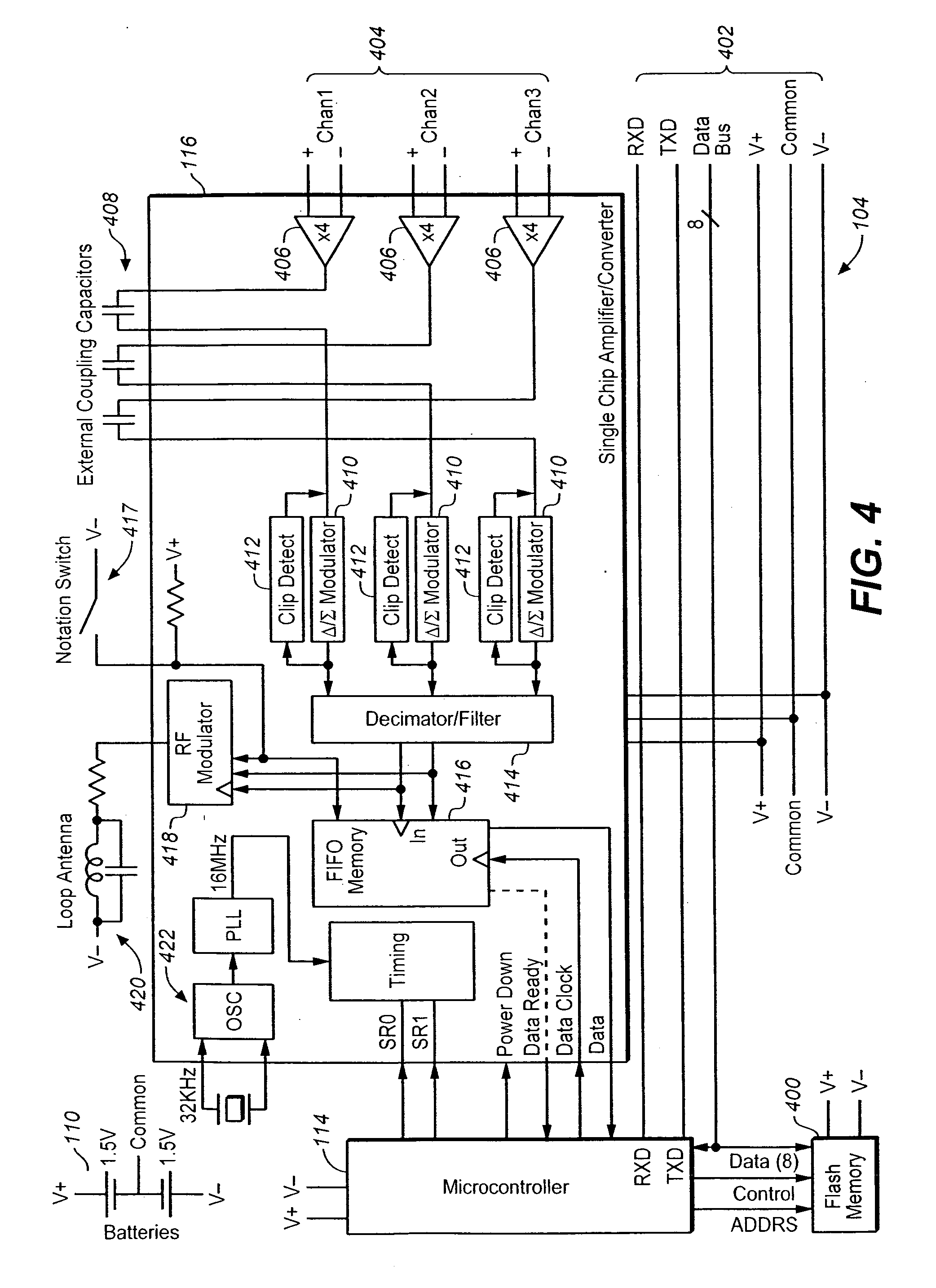 Portable cardiac monitor including pulsed power operation