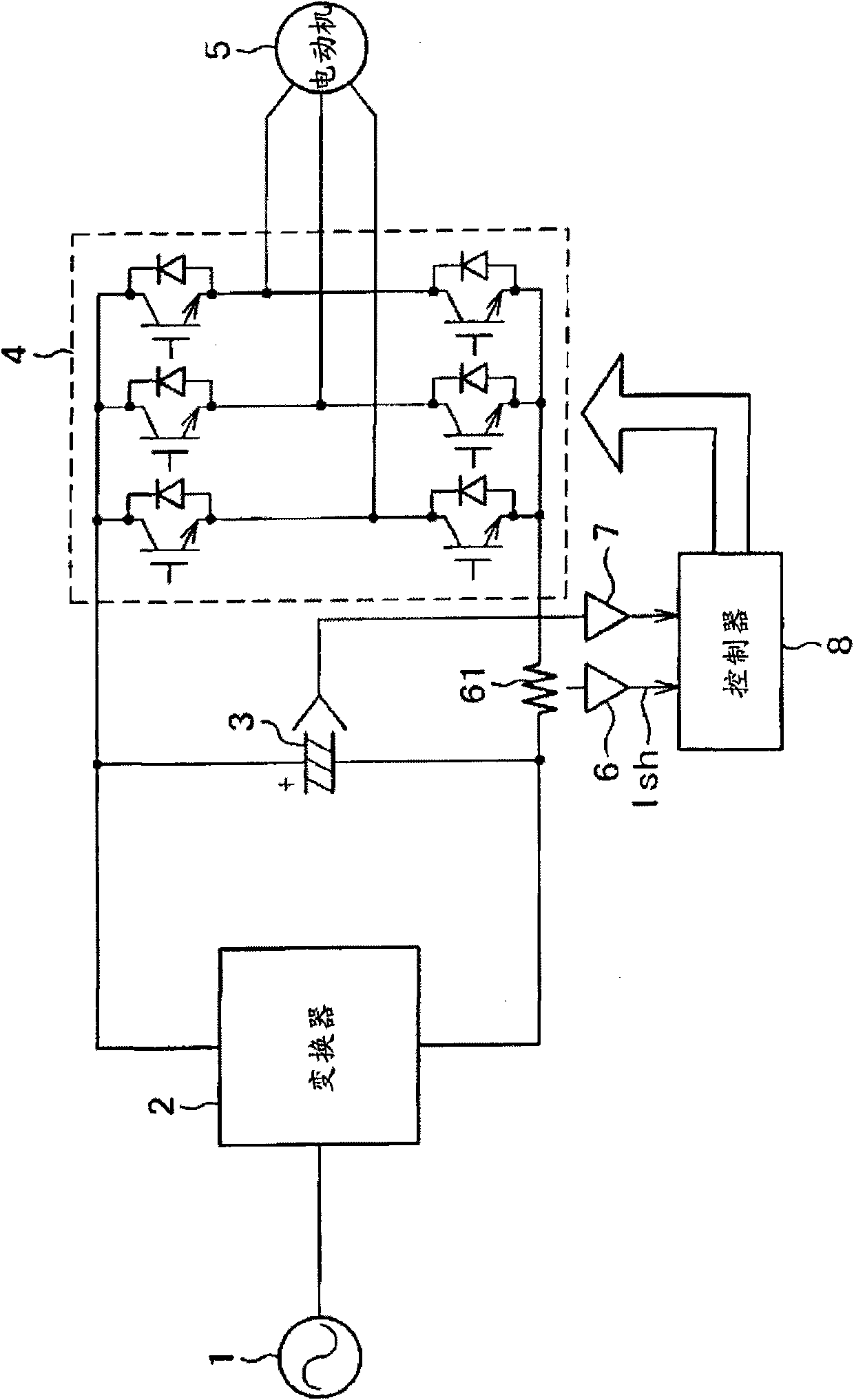 Current detecting method, inverter device and convertor device using the same