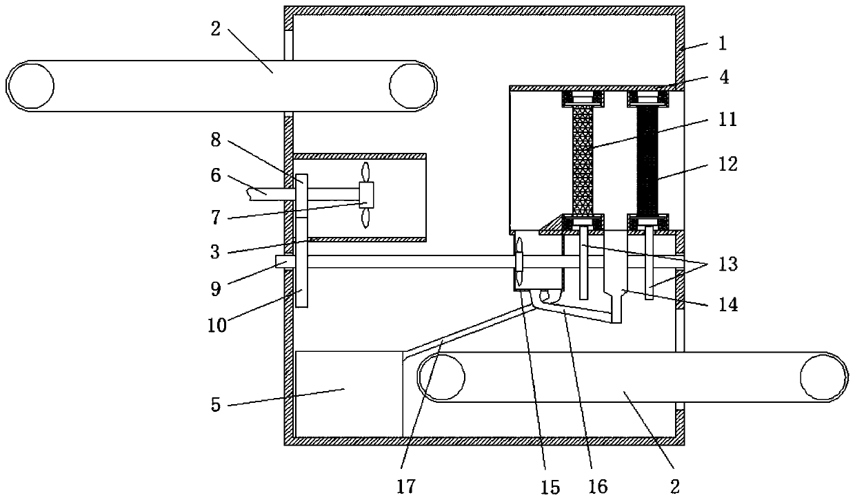 Device for removing wood bits and plastic in building rubbish