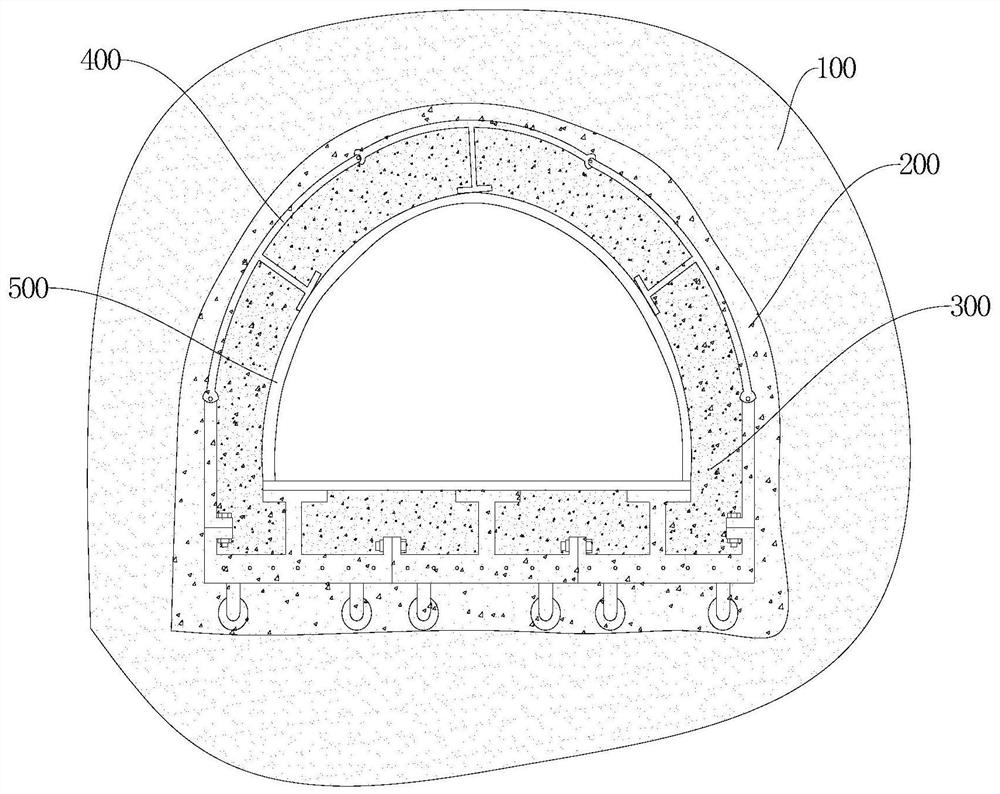 A tunnel excavation support structure and construction method