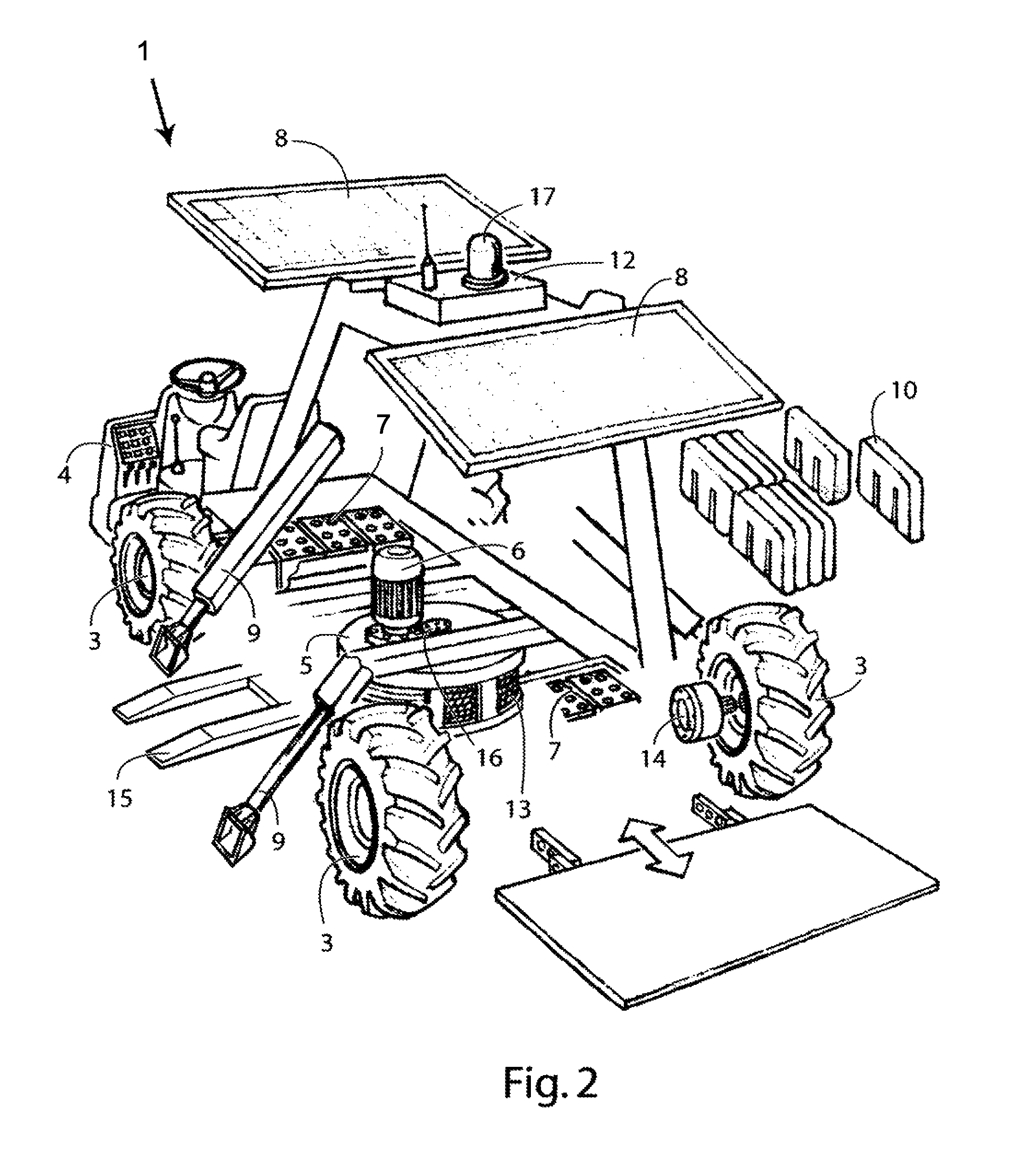 Agricultural traction system with cable and hoists