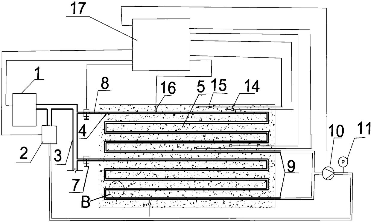 Curing device and method for internal cooling and humidification of mass concrete