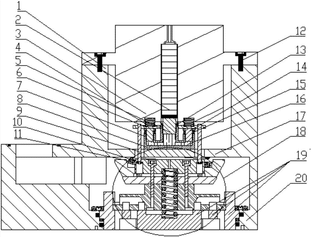 Bypass piezoelectric outer guide gas spraying valve with floating valve base