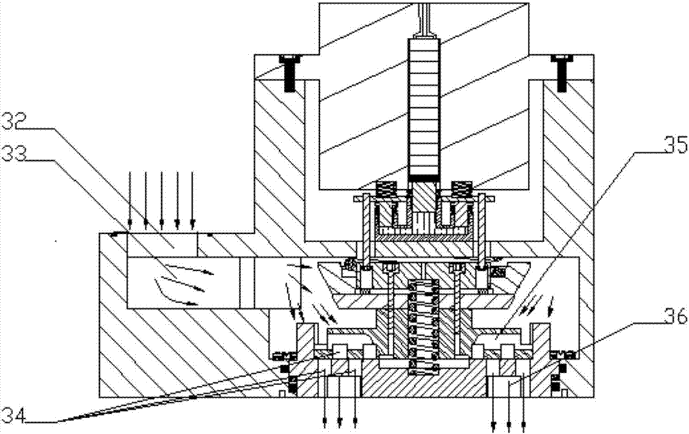 Bypass piezoelectric outer guide gas spraying valve with floating valve base