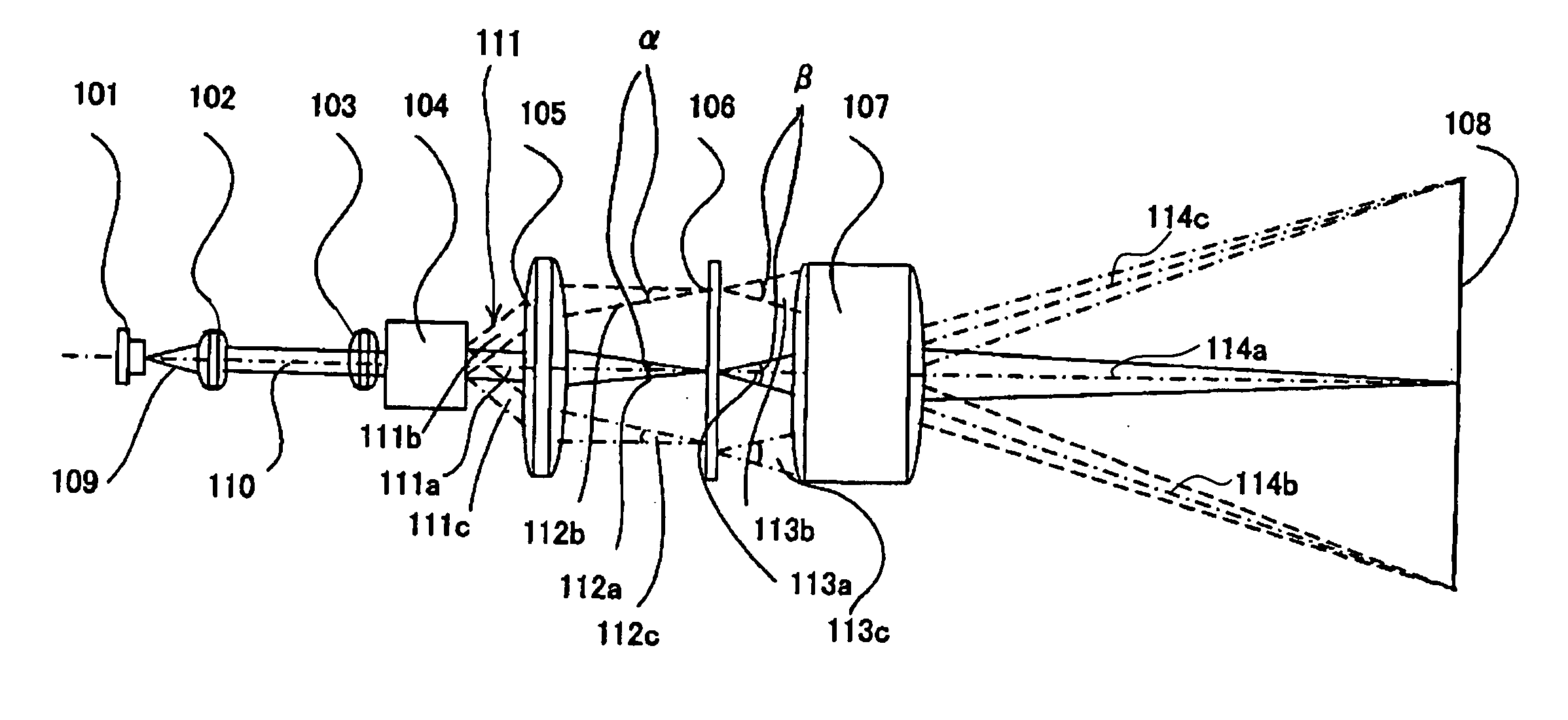 Displaying optical system and image projection apparatus