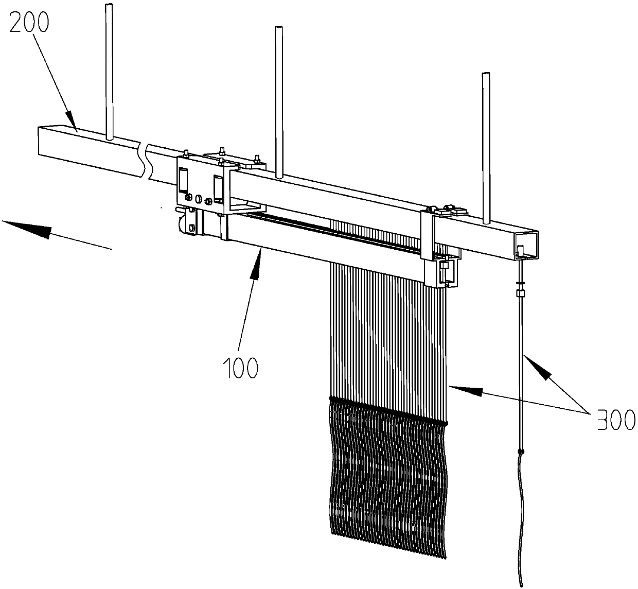 Vine bundling rope placing device for greenhouse