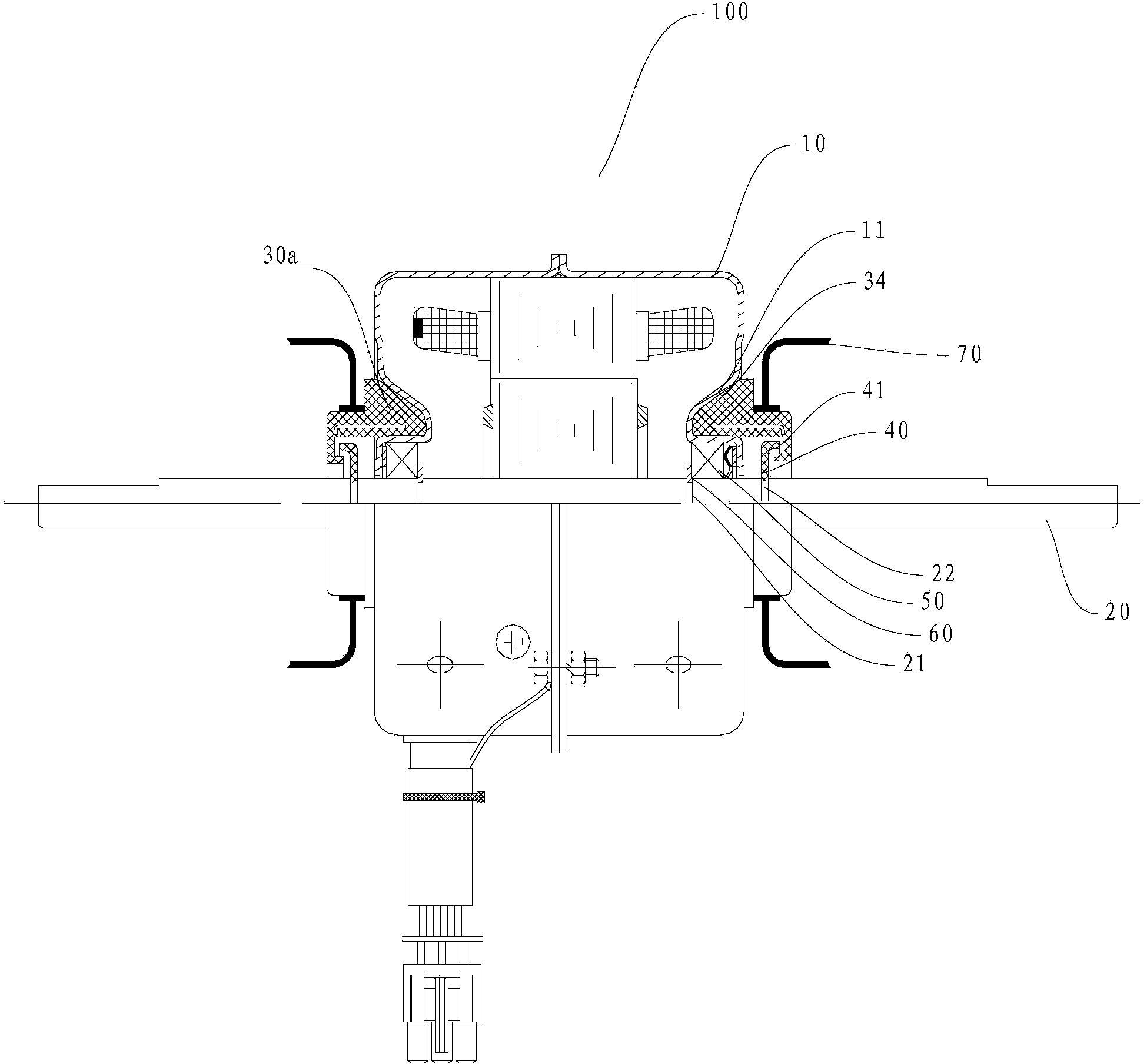 Motor, sealing ring for same and air conditioner provided with same