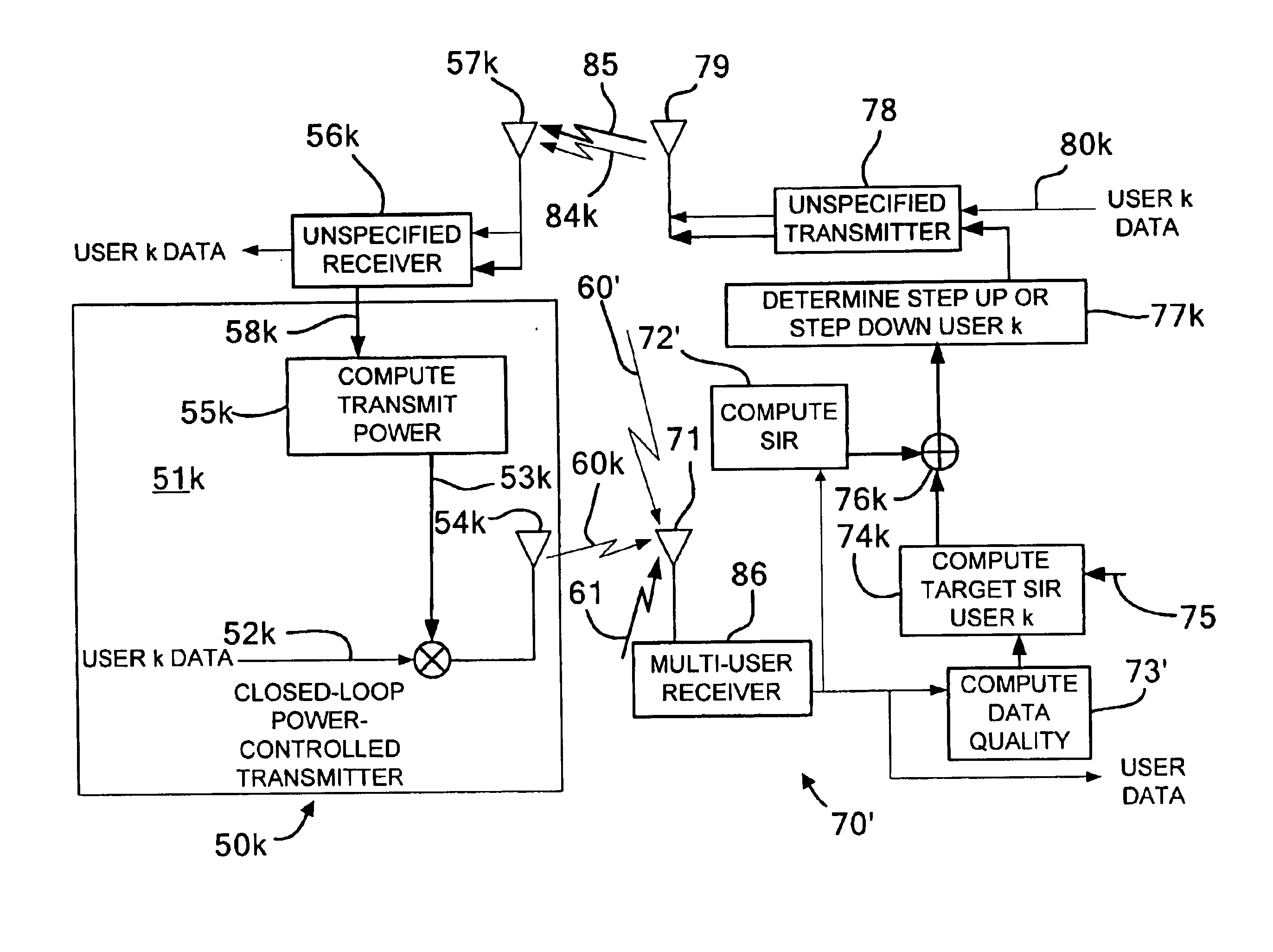 Link-quality estimation method and components for multi-user wireless communication systems