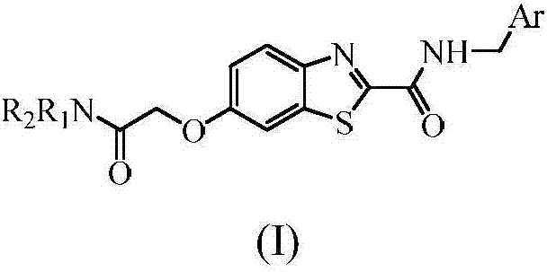 Benzothiazole formamide compound and application thereof