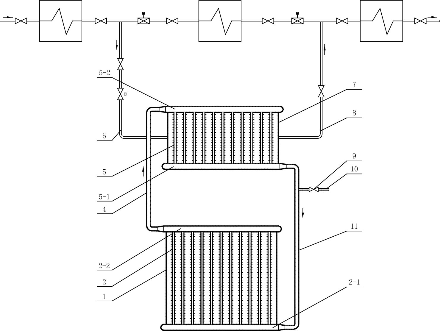 Separate low pressure coal economizer of elliptical fin heat pipe