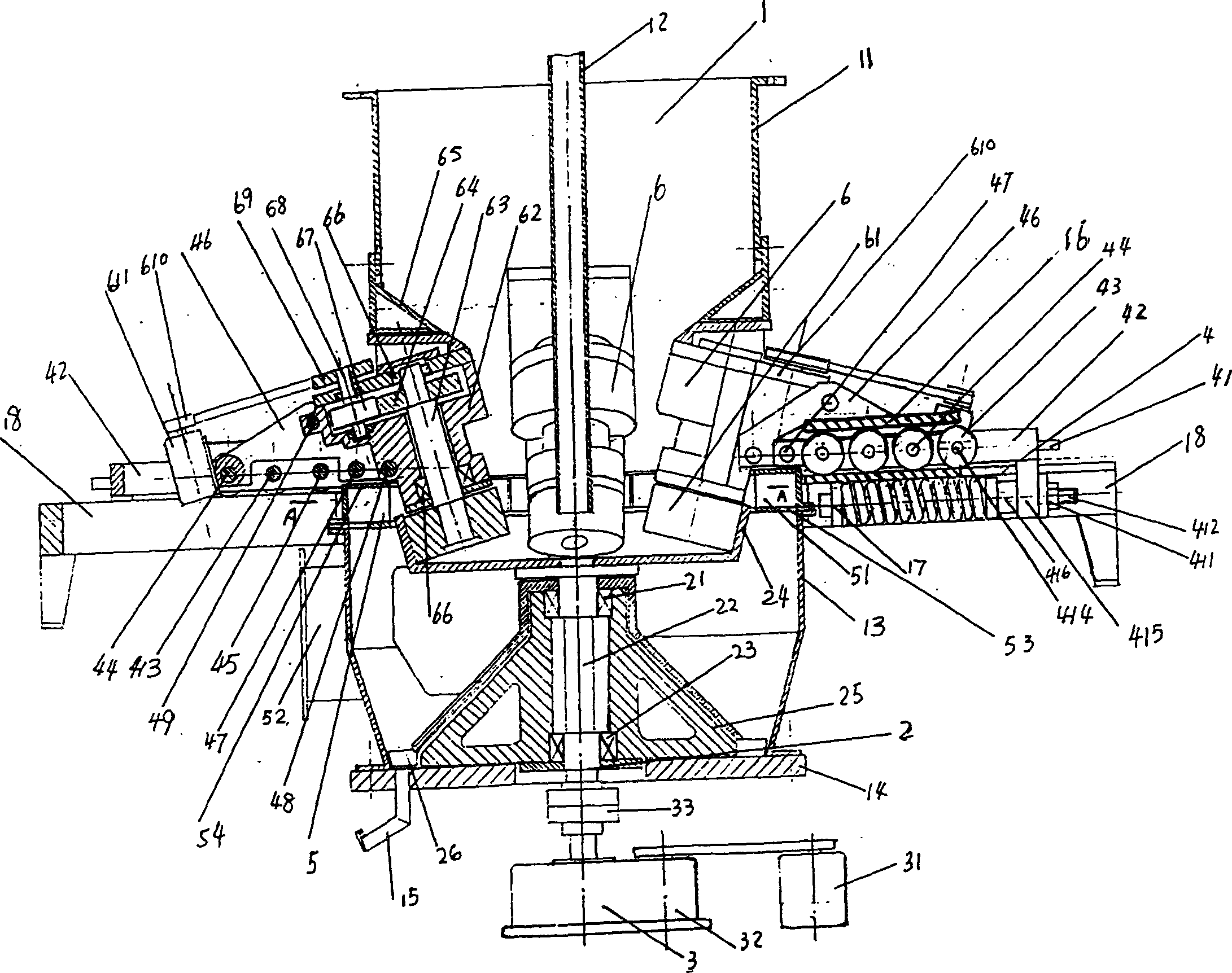 Vertical roller grinding machine for super-fine powder