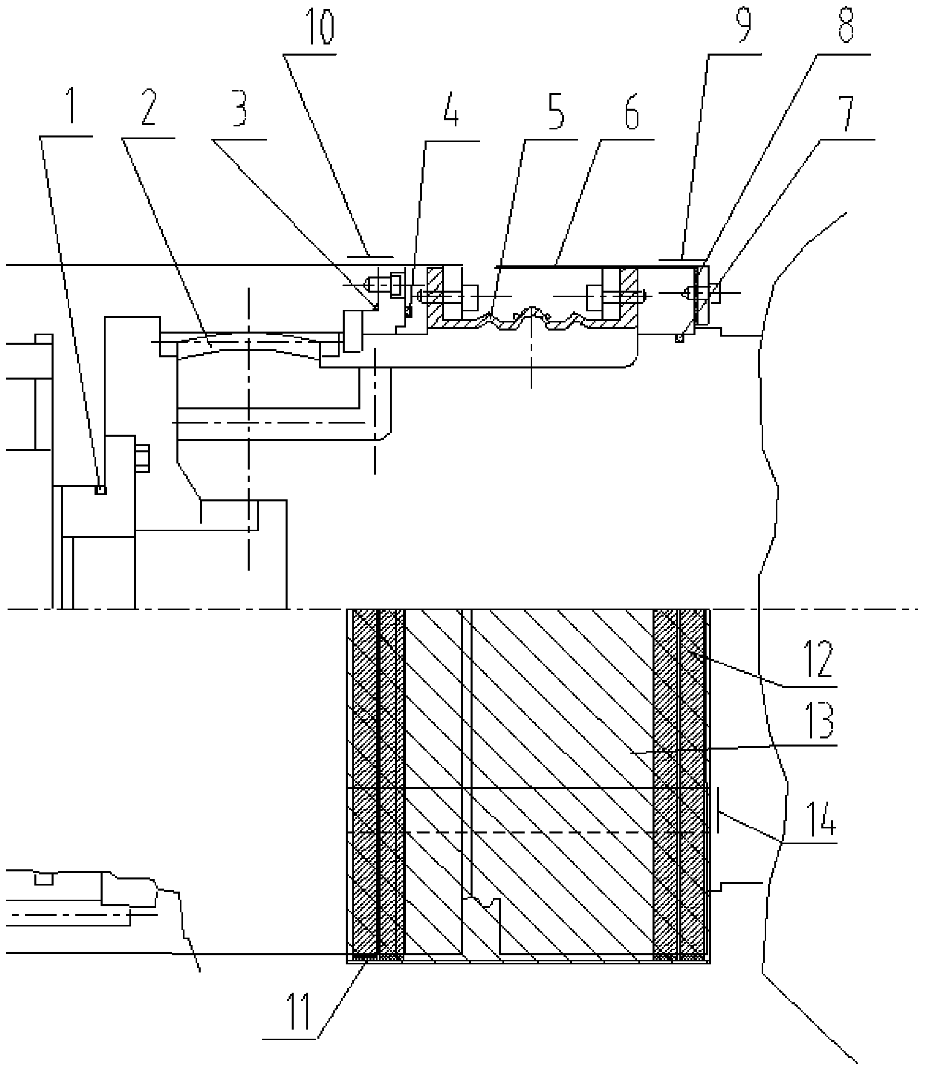 Rapid plugging method used for oil pocket for lubricating crown gear transmission shaft in high-speed rotating state