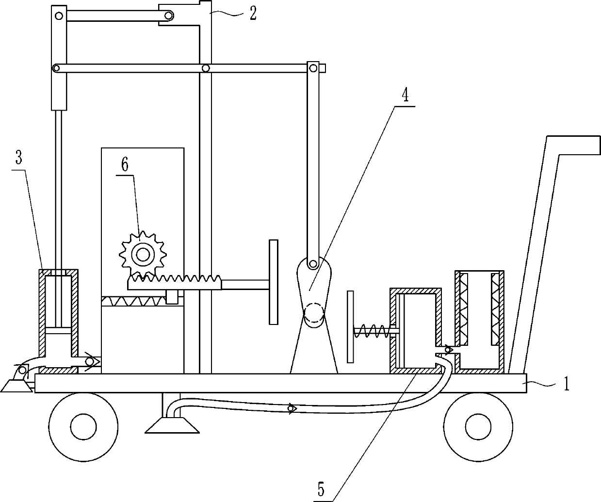 A construction ground marking machine